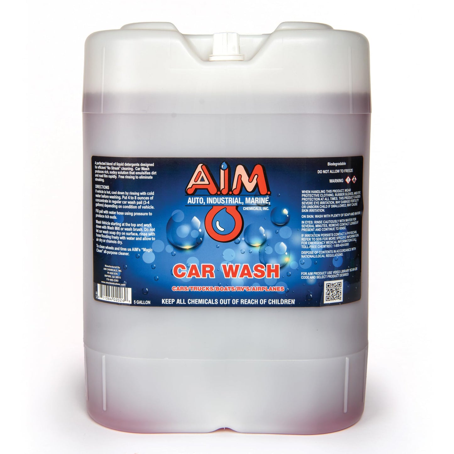 AIM Chemicals Car Wash - High Foam Formula Car Shampoo, Professional Car Wash Shampoo Compatible with Ceramic Coatings - Ideal for Foam Guns - Streak-Free Finish for Detailing - 5 Gal