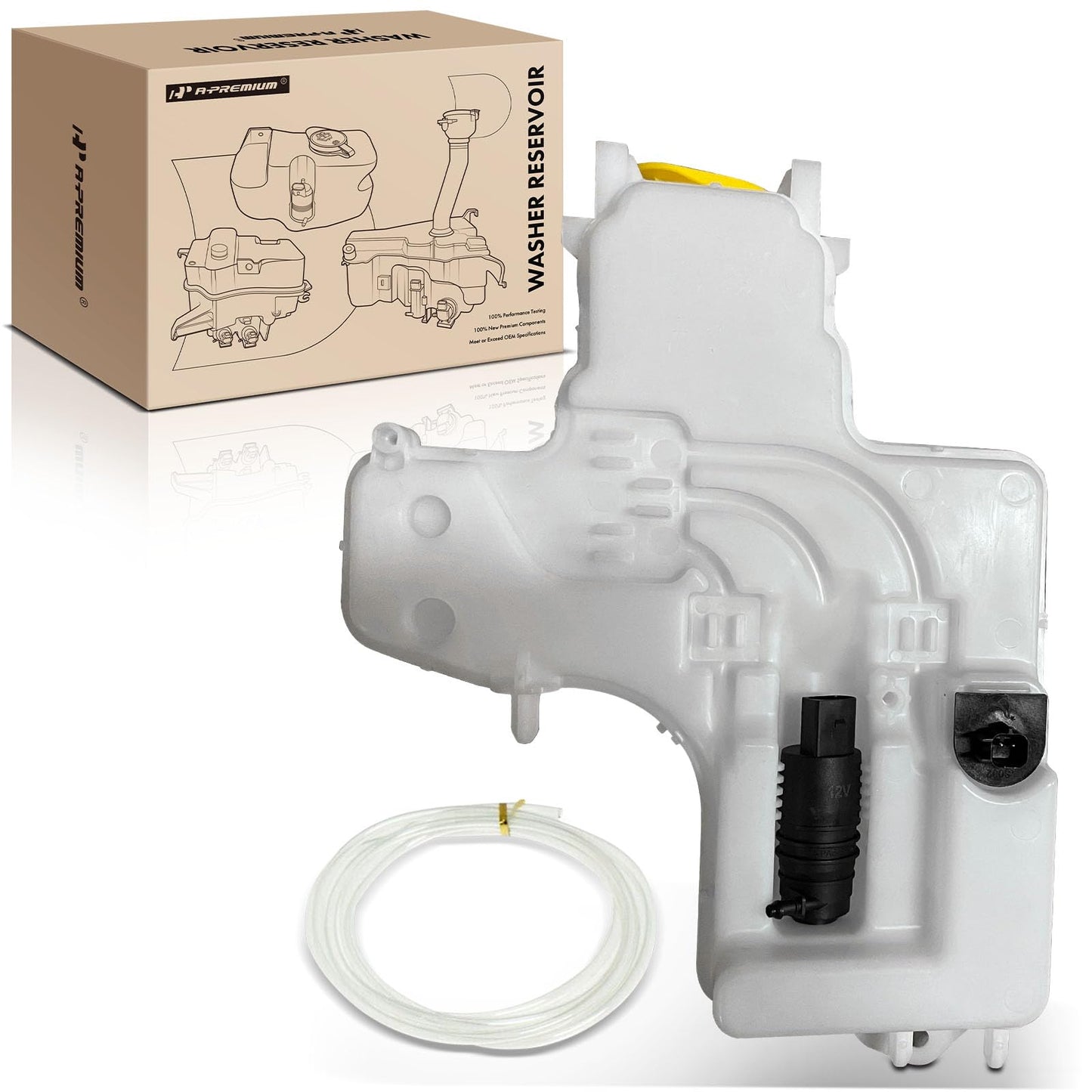 A-Premium Windshield Washer Reservoir Tank Assembly Compatible with Jeep JL Series Wrangler 2018-2024, JT Series Gladiator 2020-2023 - with Washer Pump & Cap & Fluid Level Sensor