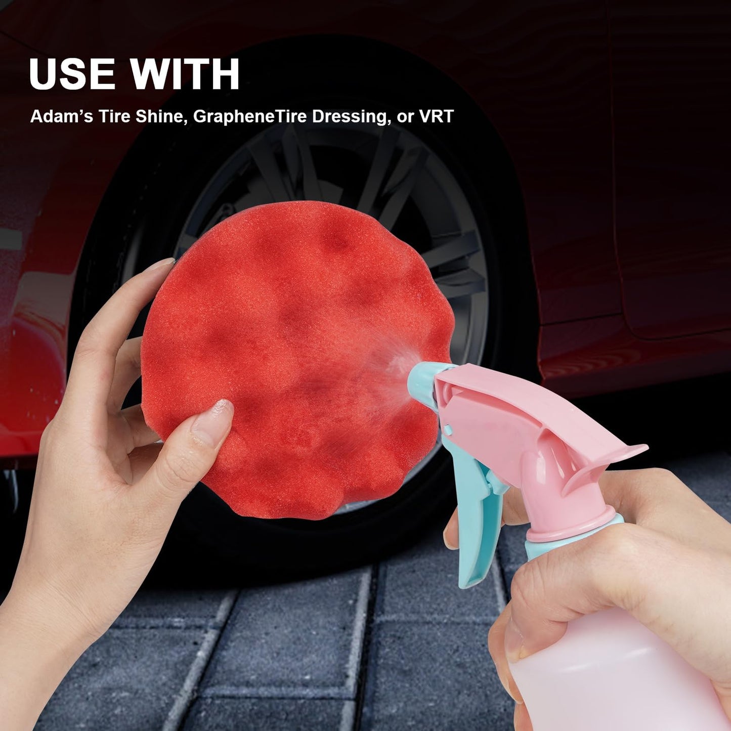 ZHAYAO 2 Pack Large Tire Shine Applicator Pad, Tire Hex Grip Applicator, Tire Shine Car Detailing Foam Sponge Tool, Reusable Car Cleaning Supplies After Car Wash Tire Cleaner for Applying Tire Shine