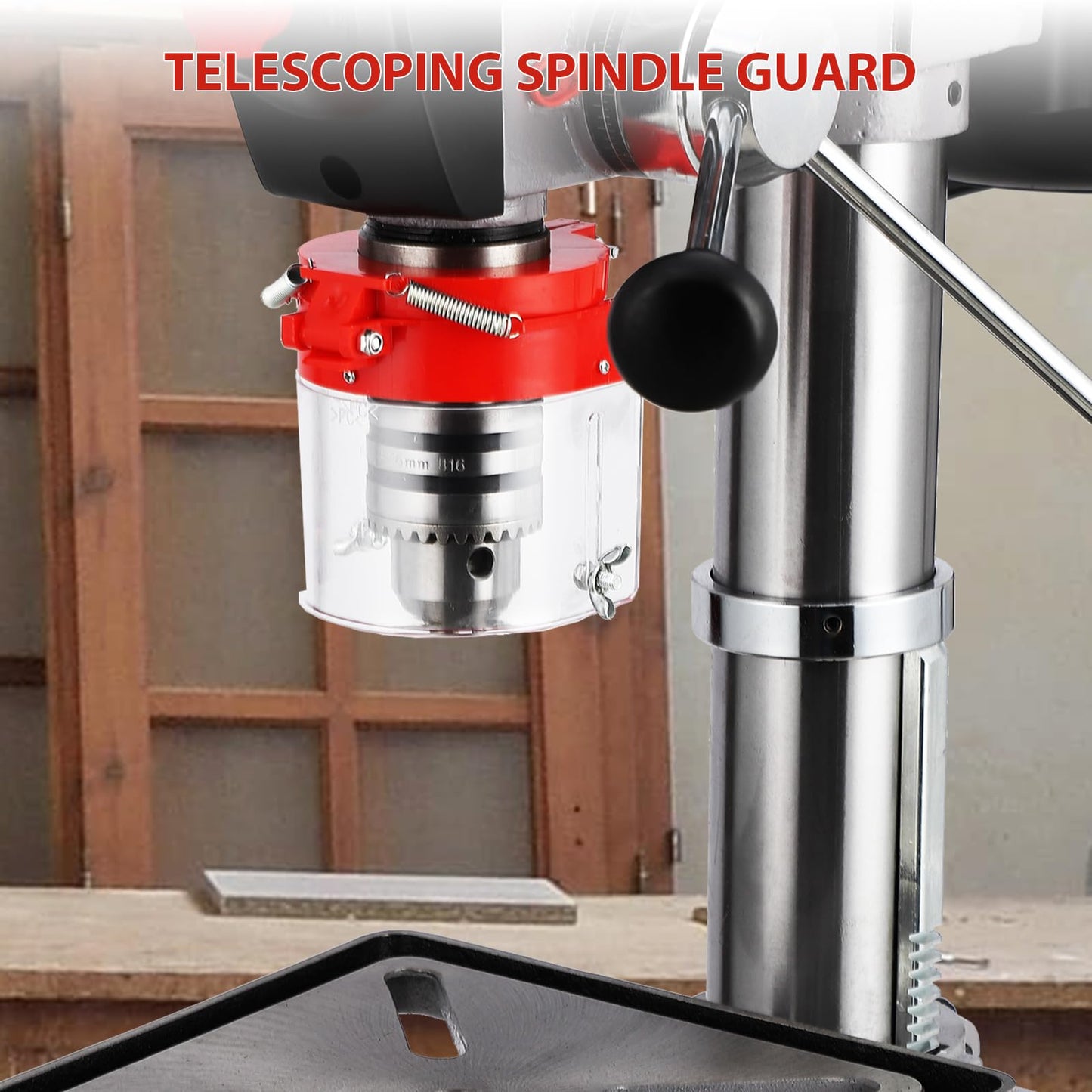 13 in Benchtop Drill Press, 7.5 Amp 120V, 288-3084 RPM Variable Speed Cast Iron Bench Drill Press, 0-45°Tilting Worktable, Tabletop Drilling Machine for Wood Metal