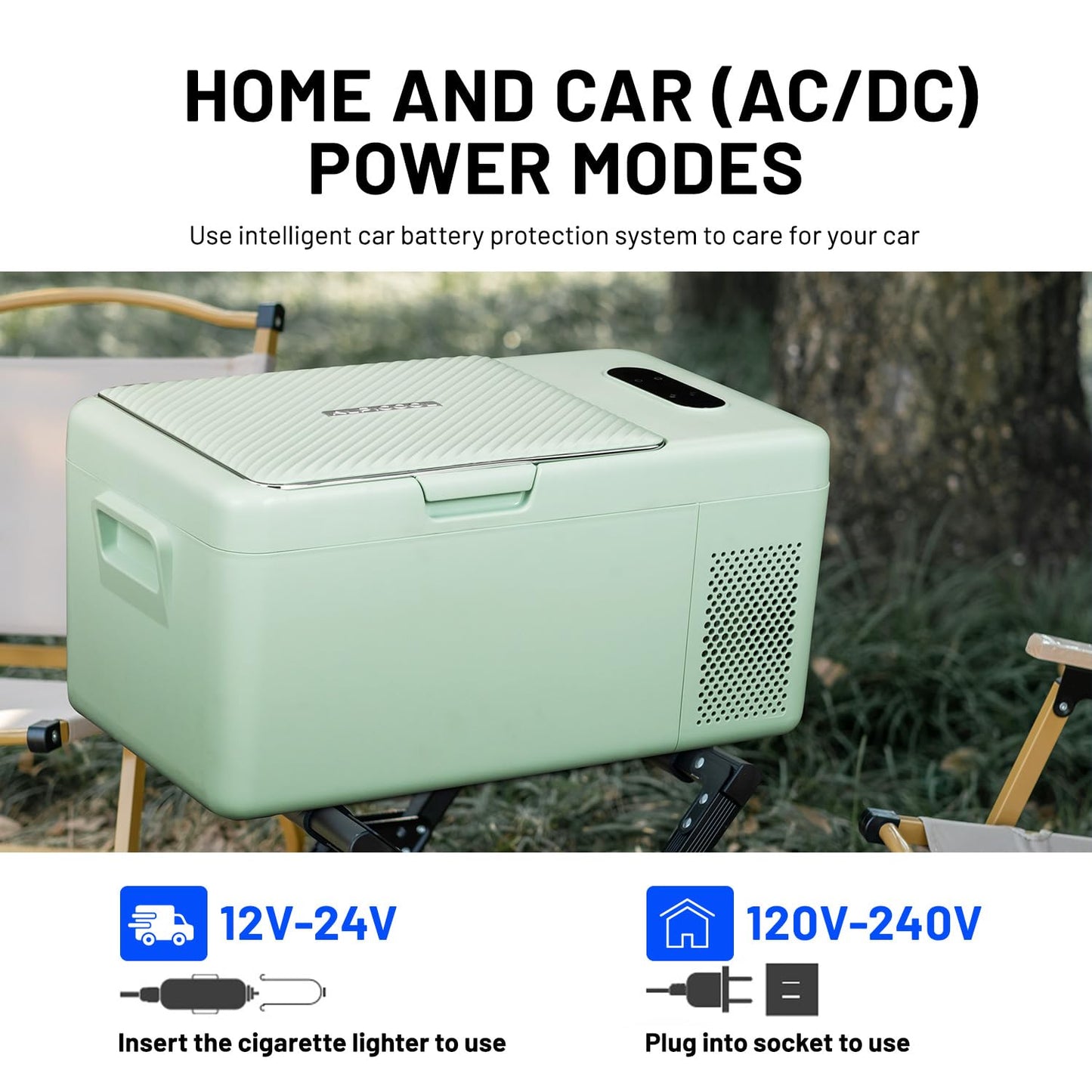 Alpicool S15 Portable Freezer, 12 Volt Refrigerator, 18 Quart (16.8 Liter) Fast Cooling 12V Car Fridge -4℉~68℉, Green Car Cooler, 12/24V DC and 100-240V AC for Outdoor, Camping, RV, Truck, Boat