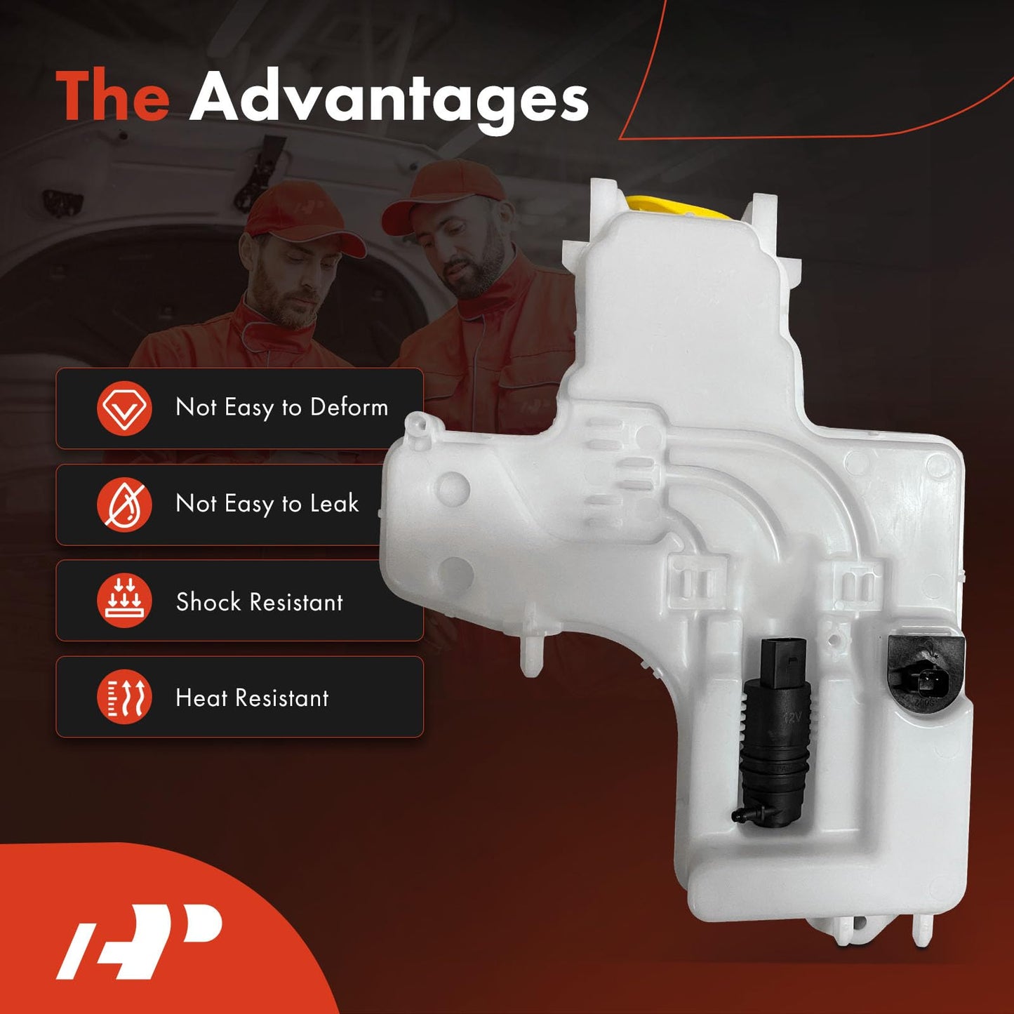 A-Premium Windshield Washer Reservoir Tank Assembly Compatible with Jeep JL Series Wrangler 2018-2024, JT Series Gladiator 2020-2023 - with Washer Pump & Cap & Fluid Level Sensor
