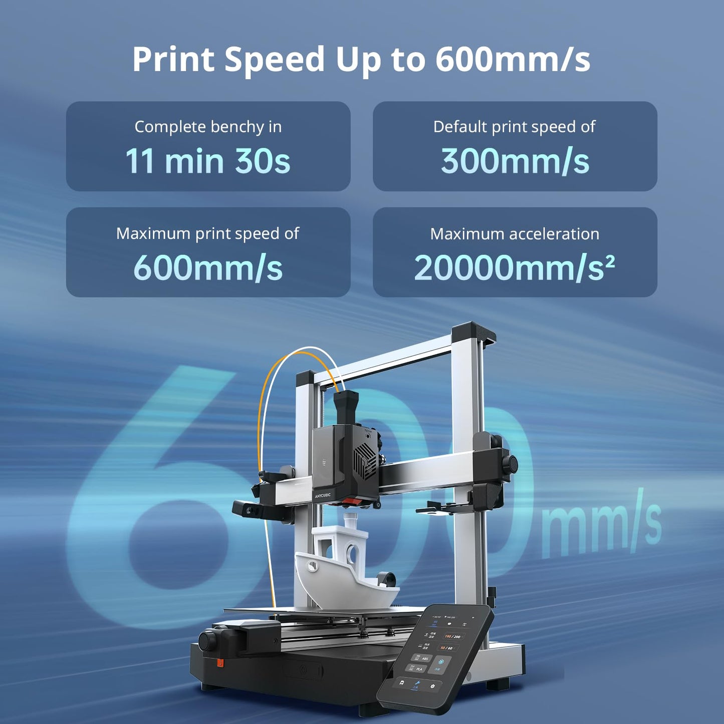 Anycubic Kobra 3 V2 3D Printer Only, Support Multi-Color 3D Printing Need with Additional Anycubic ACE Pro, Max 600mm/s High Speed, Built-in Camera Higher Precision Higher Success Rates 255×255×260mm