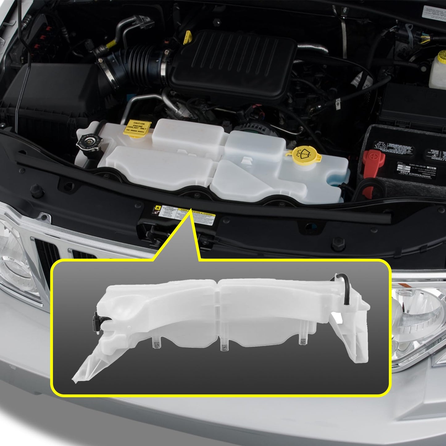 68024572AB Coolant Reservoir Tank, Windshield Washer Fluid Reservoir with Cap & Sensor Compatible with 2008, 2009, 2010, 2011, 2012, 2013 Jeep Liberty V6 3.7L Replaces# 603-837, 68024572AA