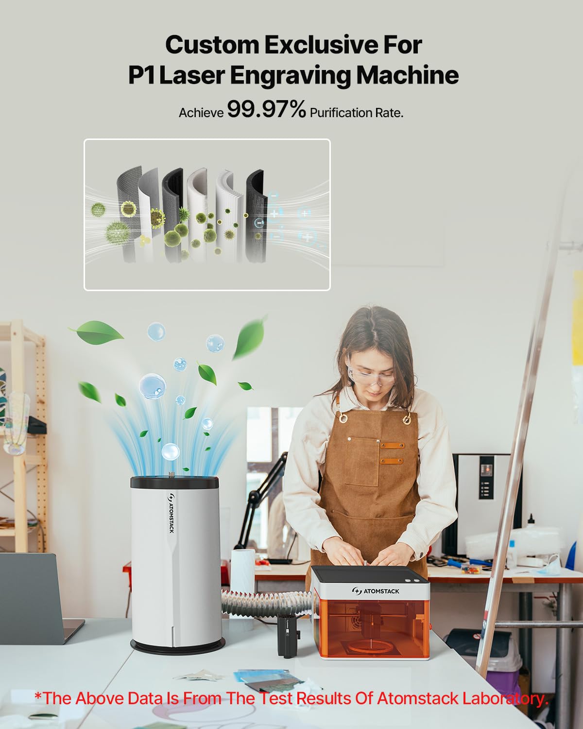 ATOMSTACK P1 5W Laser Engraver, Laser Cutter, Unibody Laser Engraving Machine, 10000 mm/min, 5000mW Diode for Beginners DIY, Wood, Leather, Acrylic, Metal, Portable, Single Laser, Class 1 Safe