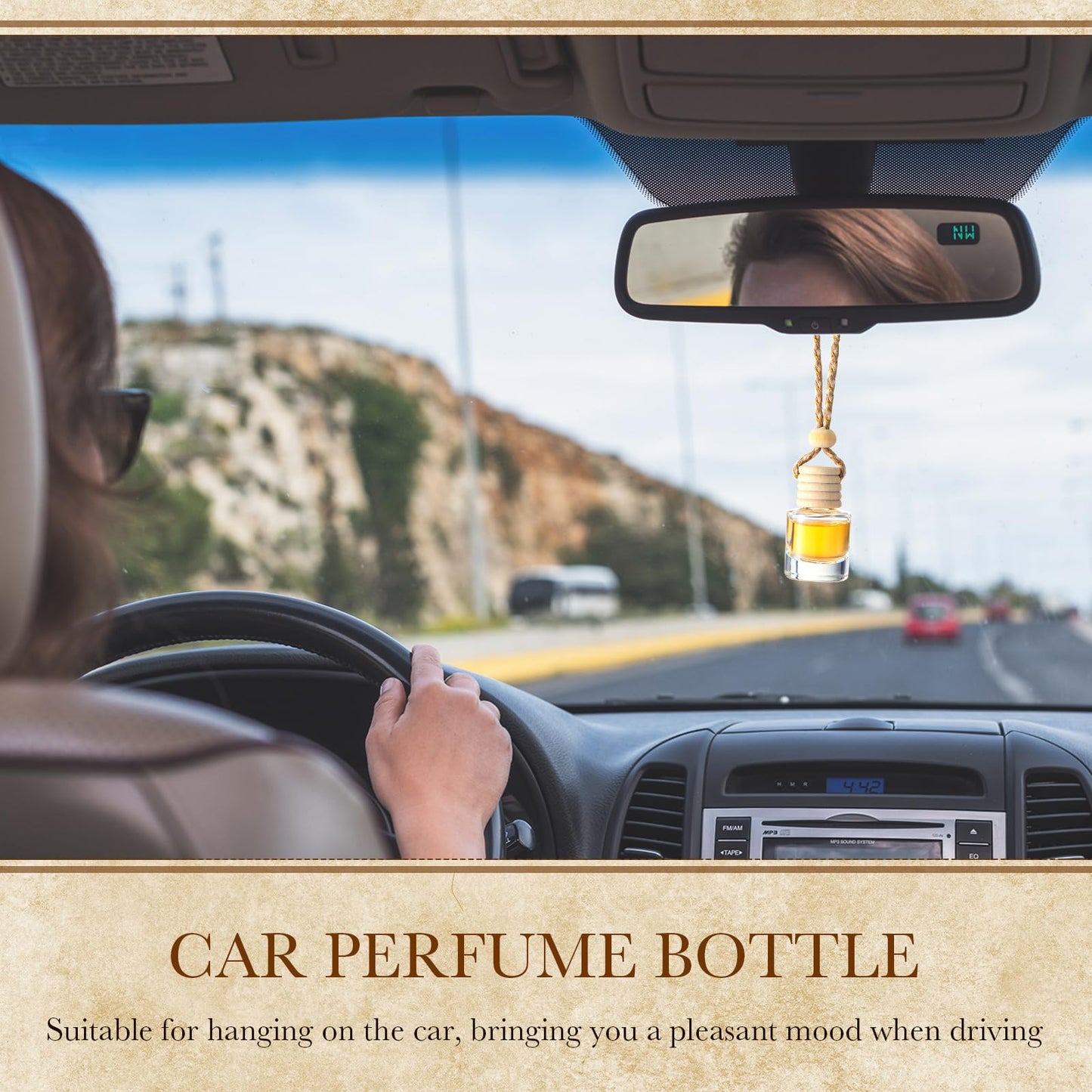 Zubebe 500 Pcs 8ml Hanging Car Air Freshener Diffuser Bottles Empty Bulk Cylindrical Clear Glass Perfume Refillable Aromatherapy Essential Oils Pendant For Auto Interior Ornaments Decoration