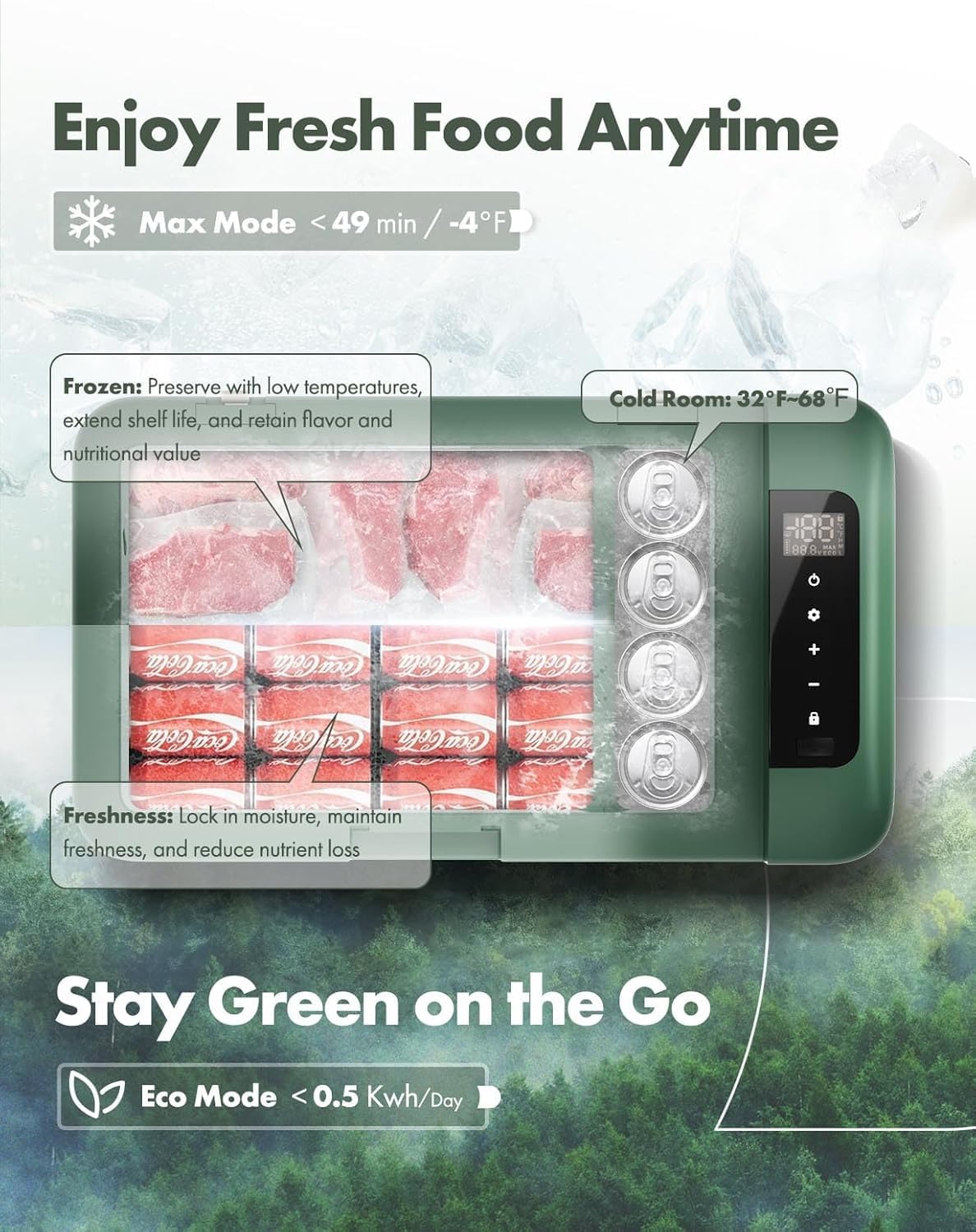 A-Premium 12 Volt Refrigerator 28QT/26.1L Portable Car Fridge Cooler, -4°F~68°F Portable Freezer Fast Cooling with 12/24V DC & 110/240V AC for Camping RV Roadtrips Truck Outdoor and Home Party Use