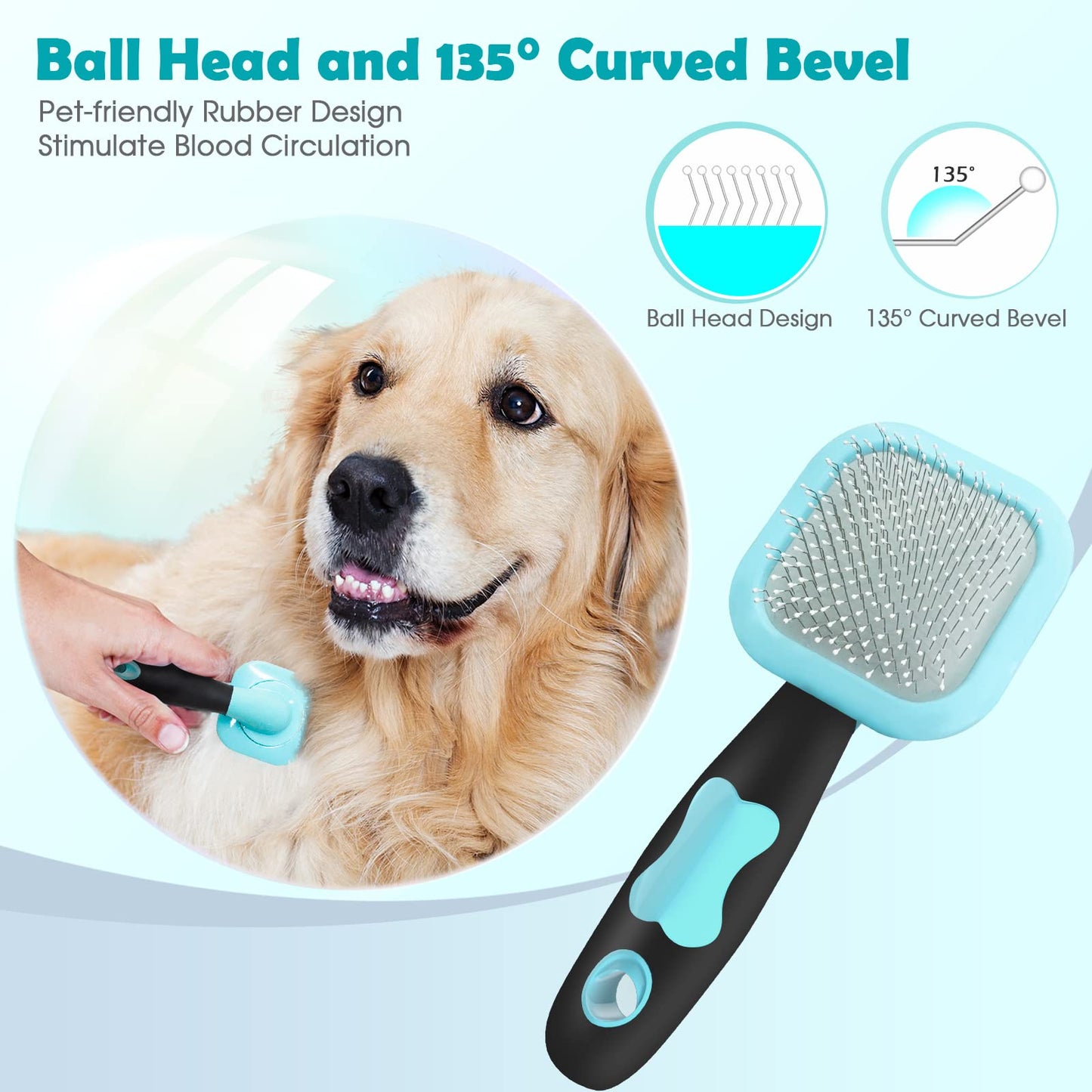 PETPAWJOY Slicker Brush, Dog Brush Gently Cleaning Pin Brush for Shedding Dog Hair Brush for Small Dogs Puppy Yorkie Poodle Rabbits Cats