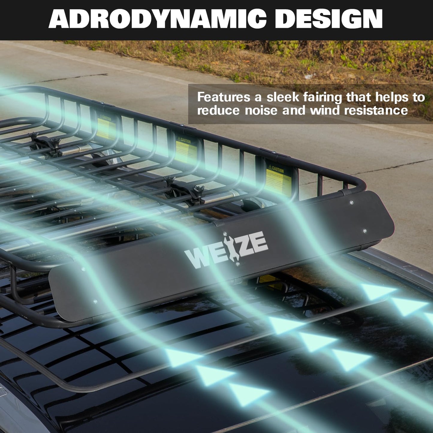 WEIZE Heavy Duty 64"x 39" Roof Rack, Rooftop Cargo Carrier Basket with Waterproof Bag, Tie Down Strap & Net, Car Top Luggage Holder for SUV, 200lb Capacity, Steel Construction