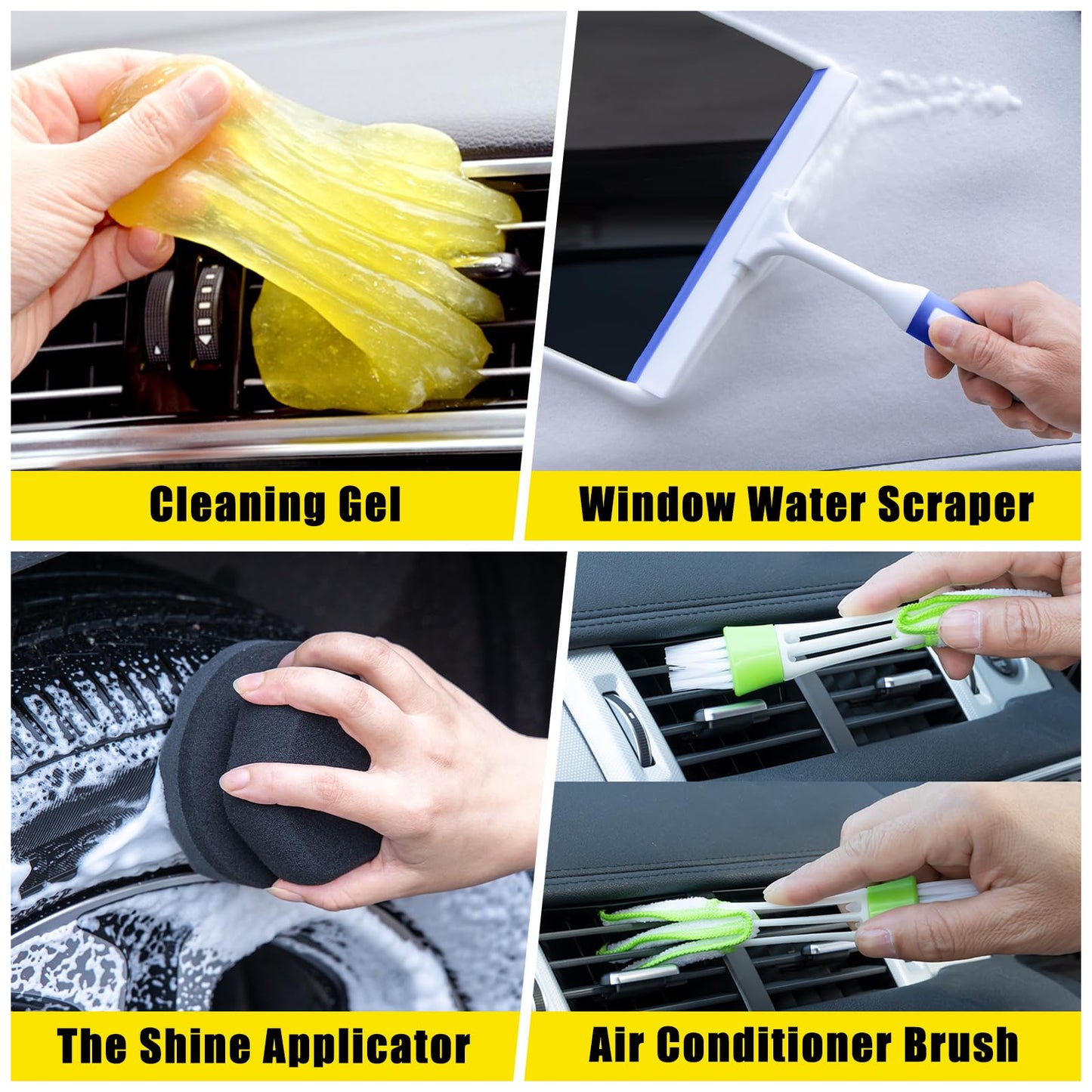 YJUSMAK 26Pcs Car Wash Cleaning Kit with Foam Gun - Tire Polishing Applicator Pad, Car Detailing Kit for Cars, Trucks, SUVs, Jeeps