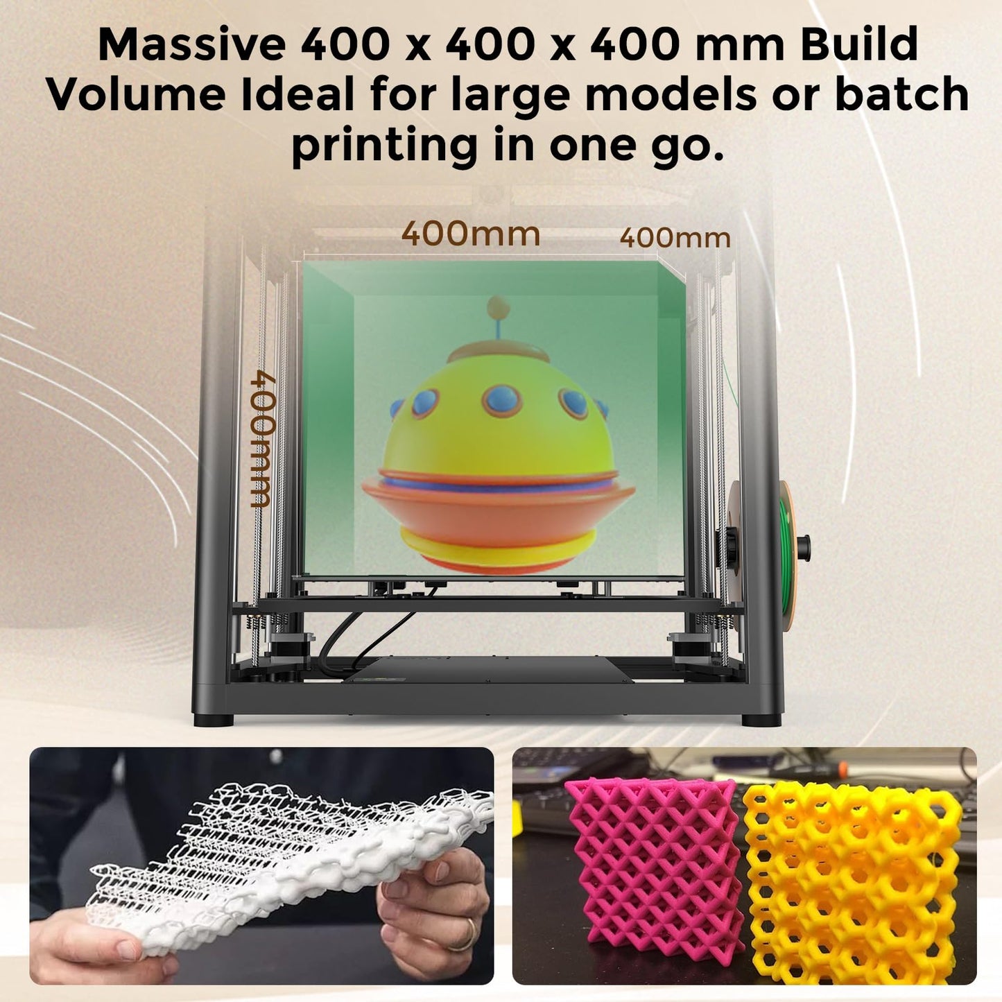 Creality Ender-5 Max 3D Printer, 400x400x400mm Large Build Volume, 700mm/s High-Speed Printing, 36-Point Auto Leveling, LAN Multi-Device Control, Professional FDM 3D Printing