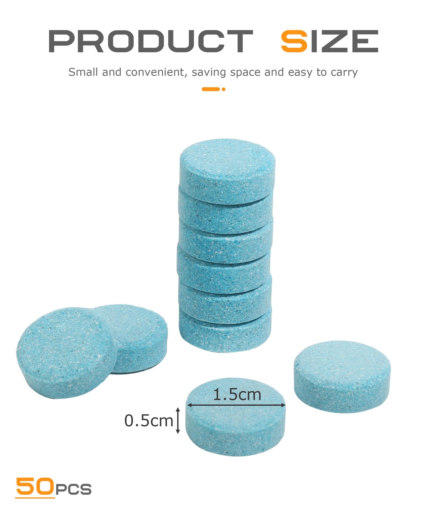 SCUARI 50PCS Windshield Washer Fluid,Wiper Fluid Tablets,Car Accessories Windshield Wiper Fluid,Wiper Fluid,Windshield Washer Tablets,Washer Fluid Tablets,Used to Remove Car Window Glass Stains