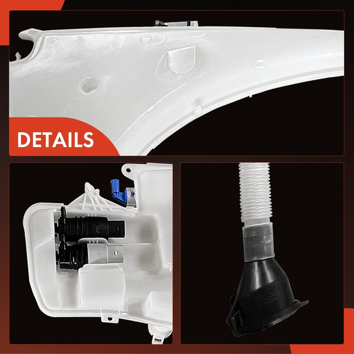 A-Premium Windshield Washer Reservoir Tank Assembly Compatible with BMW 128i, 135i, 135is, 323i, 325i, 325xi, 328i xDrive, 328xi, 330i, 335i xDrive, M3 - with Cap & Washer Pump & Fluid Level Sensor