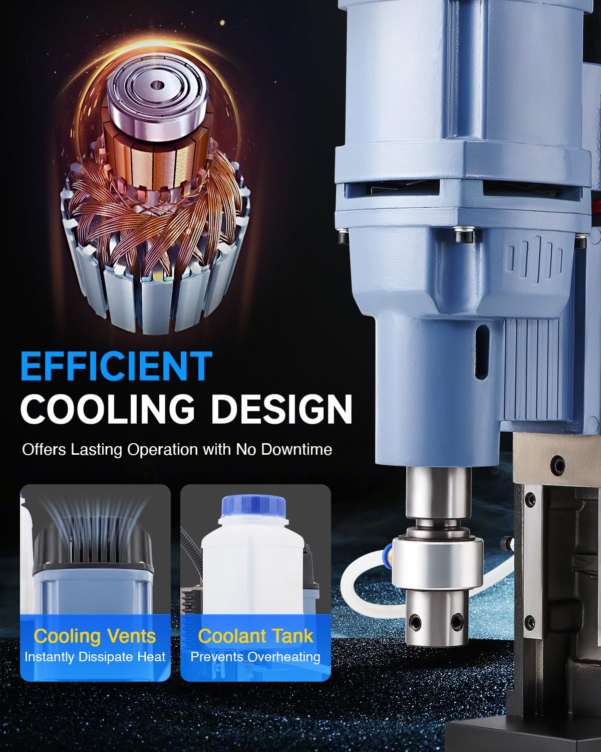 ZELCAN Magnetic Drill Press with 11 Drill Bits, 1550W Mag Drill Press with 2" Dia. 3125 lbf/13900N Mag Force, 650 rpm Power Magnetic Drill with Stepless Speed & Reversible Direction for Metal Surface