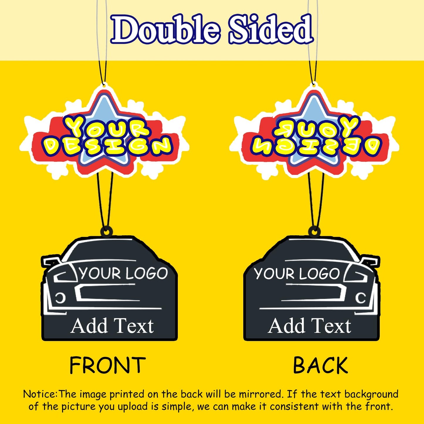 100PCS Bulk Custom Logo Air Freshener for Car cut out.Personalized Double Sided Photo Car Air Fresheners.Personalizado Logo Car Air Freshener With Picture Text (100PCS)