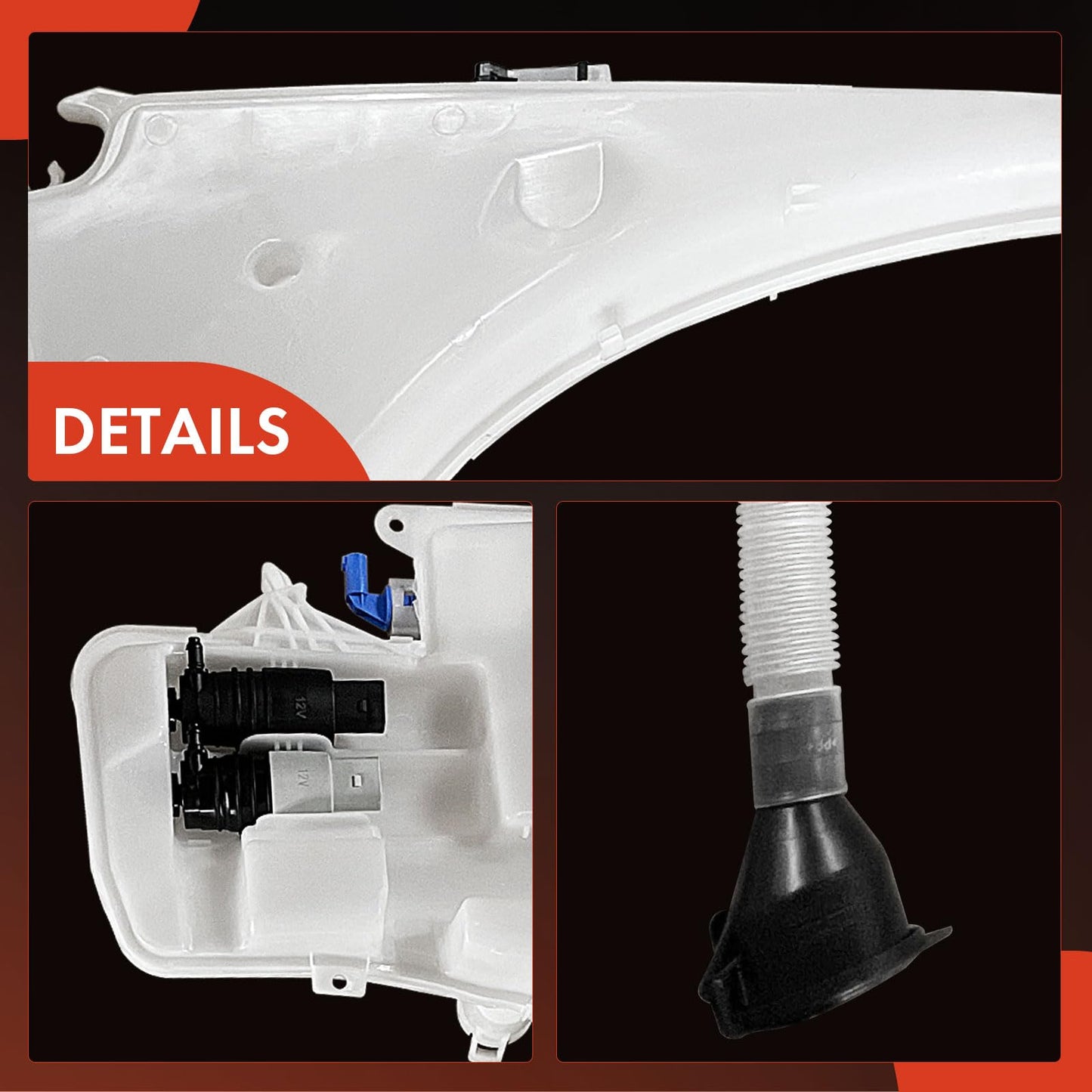 A-Premium Windshield Washer Reservoir Compatible with Select BMW Model -323i, 325i, 328i, 335i, 335d, 335i xDrive, 328xi, 128i, with (Washer Pump/Cap/Fluid Level Sensor/Filler Neck/Hose/Bracket)