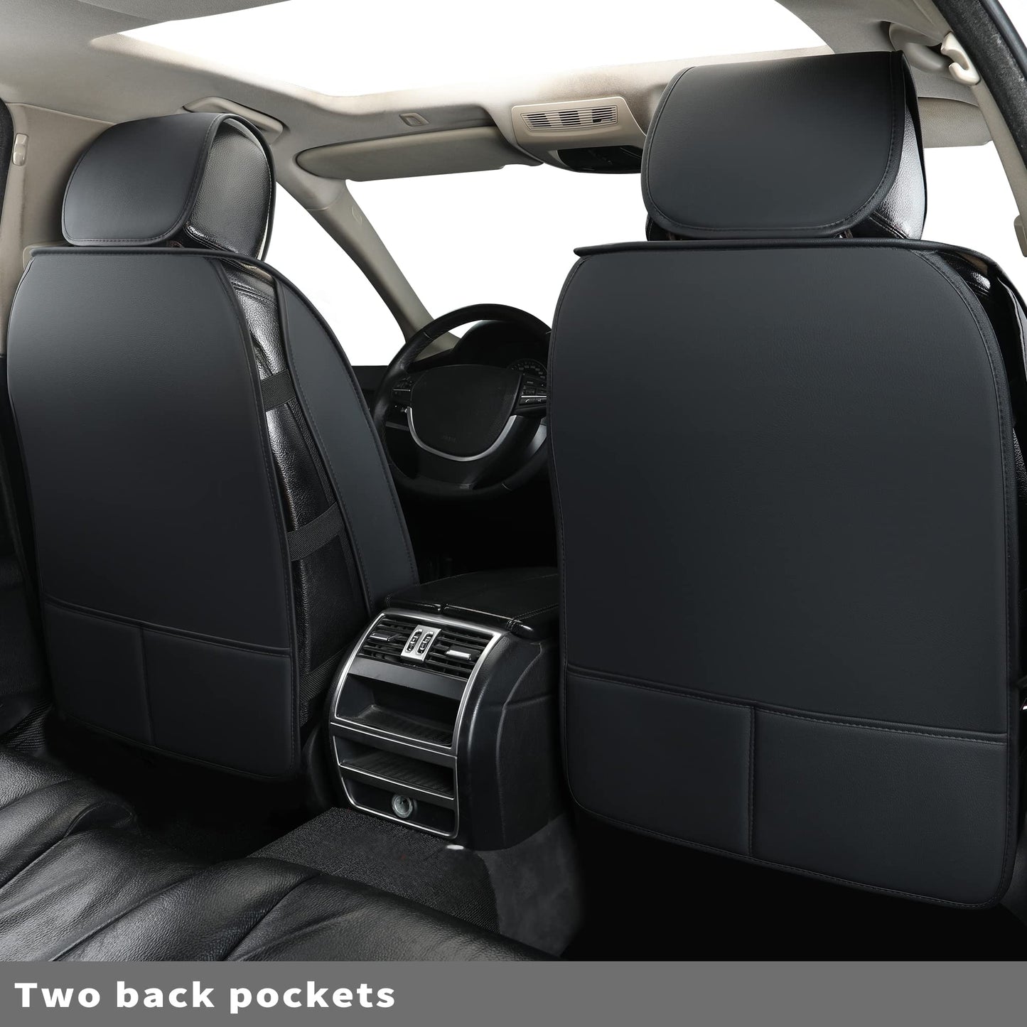 Car Seat Covers Full Set,Universal Fit for Most Cars,SUV,Sedans and Pick-up Trucks,Automotive Vehicle Faux Leather Cushion Covers for 5 Passenger Cars(Full Set,Black/White)