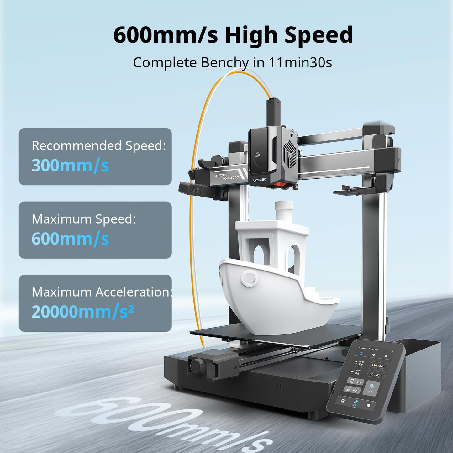 Anycubic Kobra 3 V2 Combo, New Upgrade Multicolor 3D Printer, Max 600mm/s High Speed Built-in Camera Better Auto-Leveling Filament Drying Higher Accuracy, 255 * 255 * 260mm Printing Size