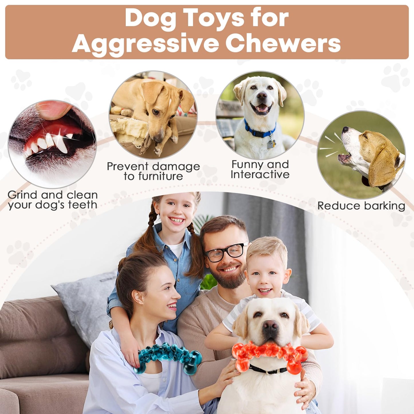 WOWBALA Dog Toys for Aggressive Chewers - Super Chewer Dog Toy for Large Dogs - Durable Tough Chew Toy - Indestructible Dogs Toys for Medium, Large Breed