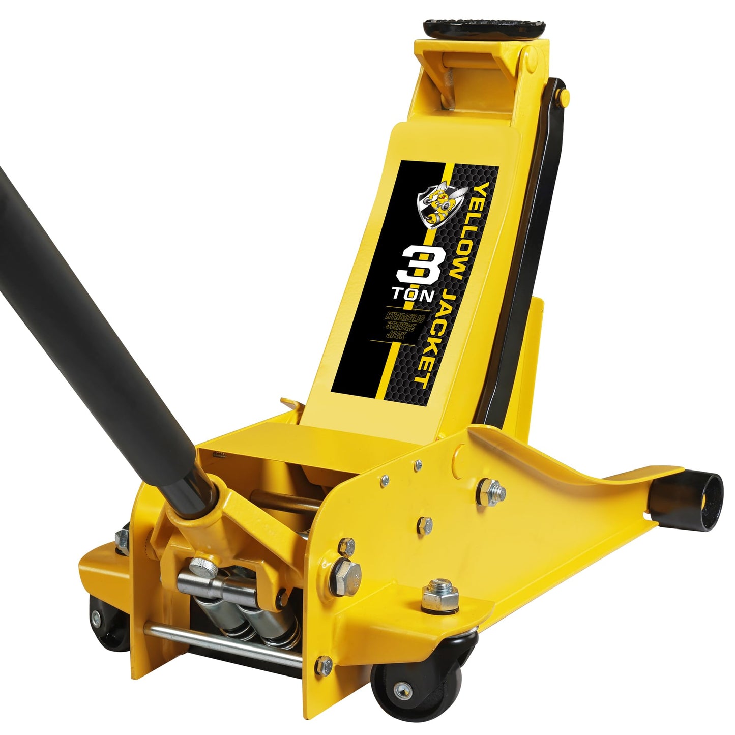 YELLOW JACKET 3 Ton Hydraulic Floor Jack Dual Pump for Quickly Car Lift, Low Profile Service Jack, 6600 lb Capacity