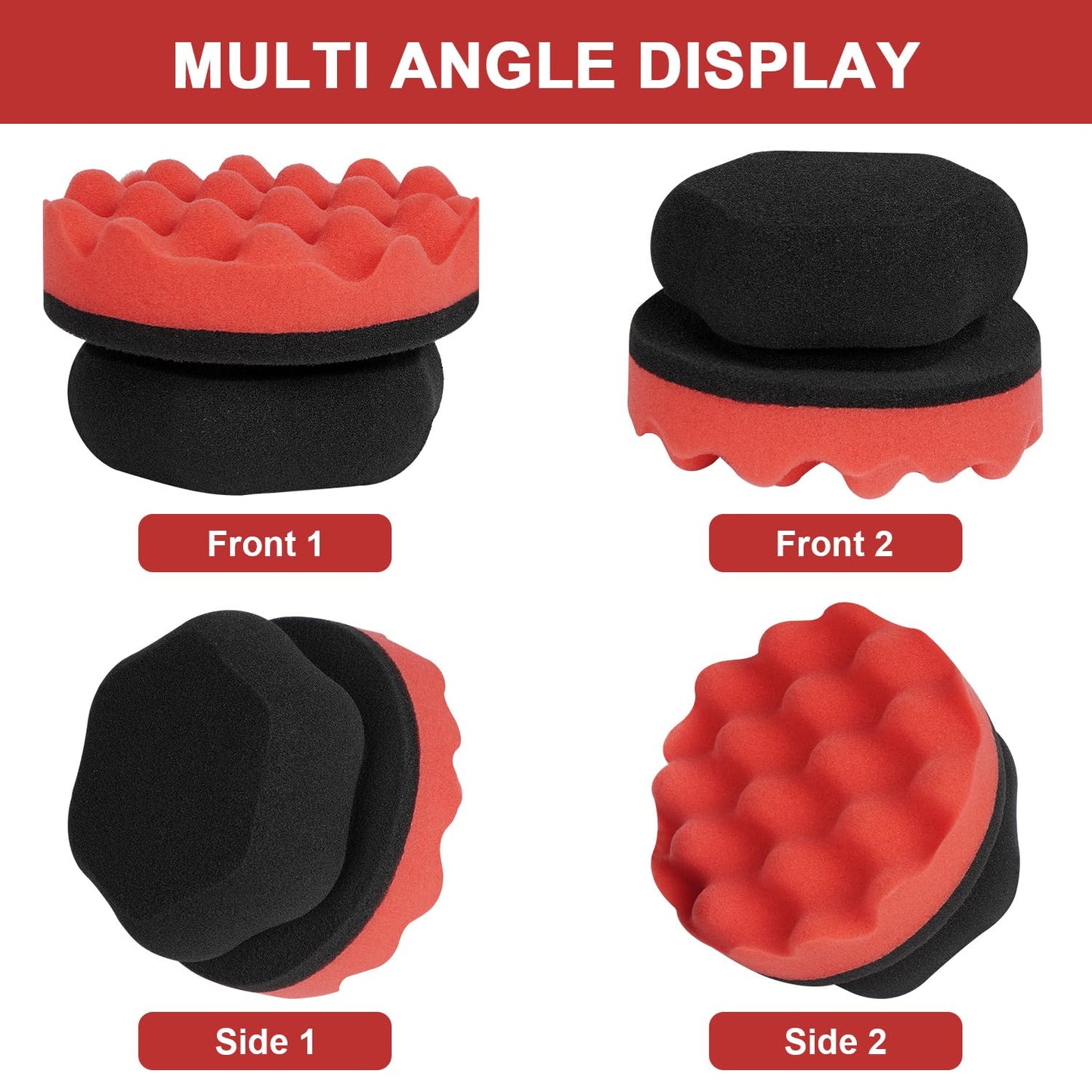 ZHAYAO 2 Pack Large Tire Shine Applicator Pad, Tire Hex Grip Applicator, Tire Shine Car Detailing Foam Sponge Tool, Reusable Car Cleaning Supplies After Car Wash Tire Cleaner for Applying Tire Shine