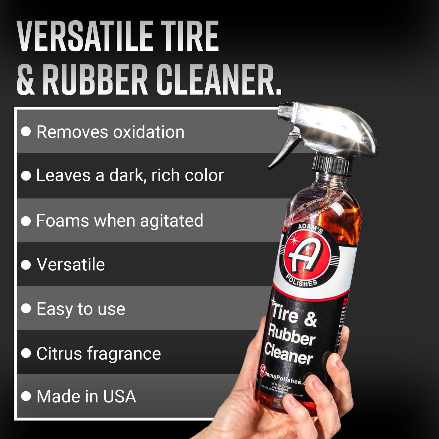 Adam's Polishes Tire & Rubber Cleaner (2-Pack) - Removes Discoloration from Tires Quickly - Works Great on Tires, Rubber & Plastic Trim, and Rubber Floor Mats