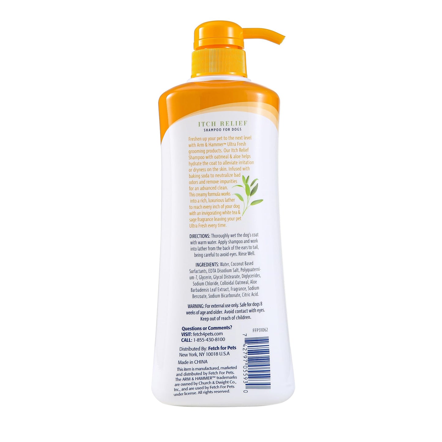 Arm & Hammer for Pets Ultra Fresh Itch Relief Shampoo With Oatmeal & Aloe Value Size With Pump 24oz | Great Smelling Dog Grooming Supplies, Bathing Supplies, Wash, Puppy Shampoo, Pet Shampoo