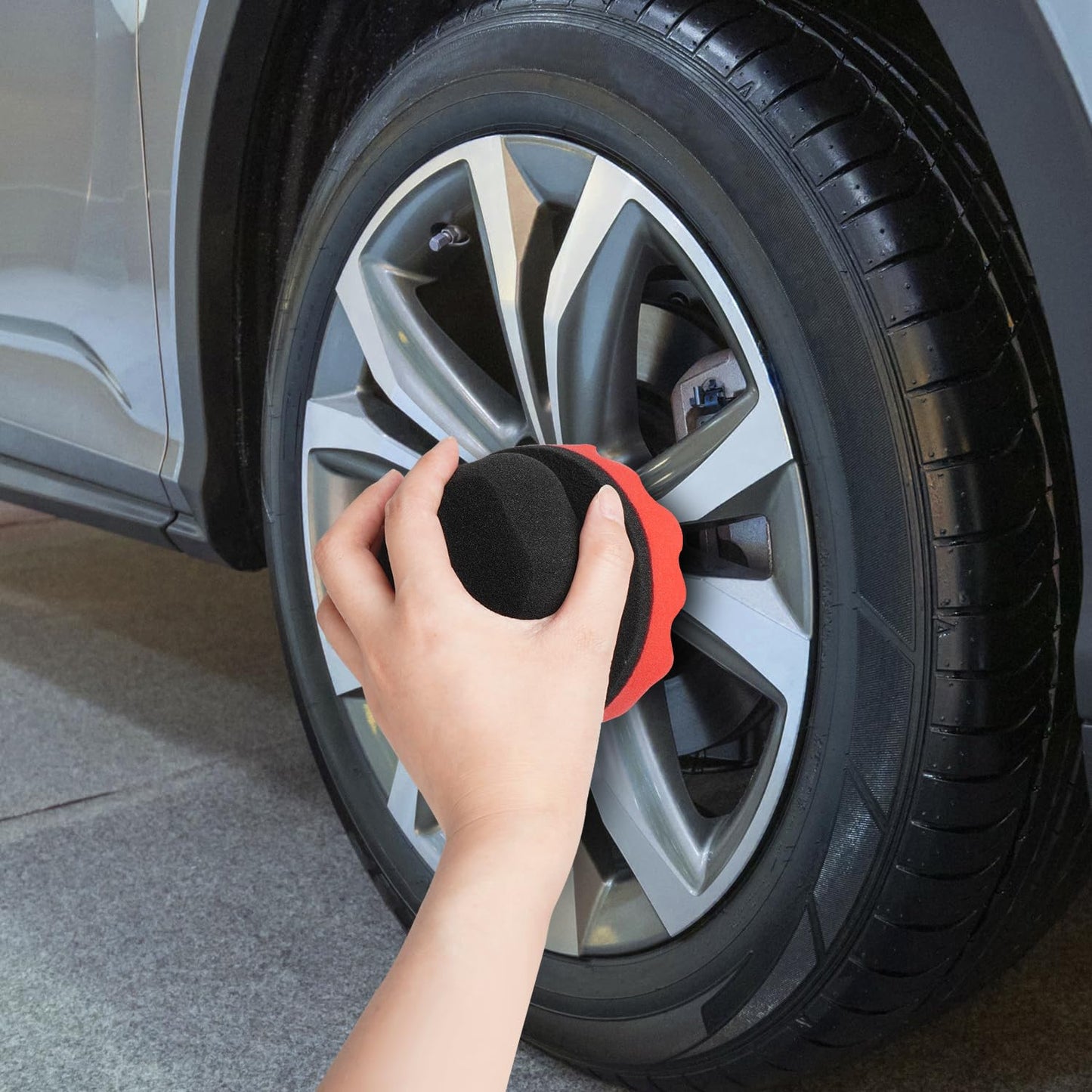 ZHAYAO 2 Pack Large Tire Shine Applicator Pad, Tire Hex Grip Applicator, Tire Shine Car Detailing Foam Sponge Tool, Reusable Car Cleaning Supplies After Car Wash Tire Cleaner for Applying Tire Shine