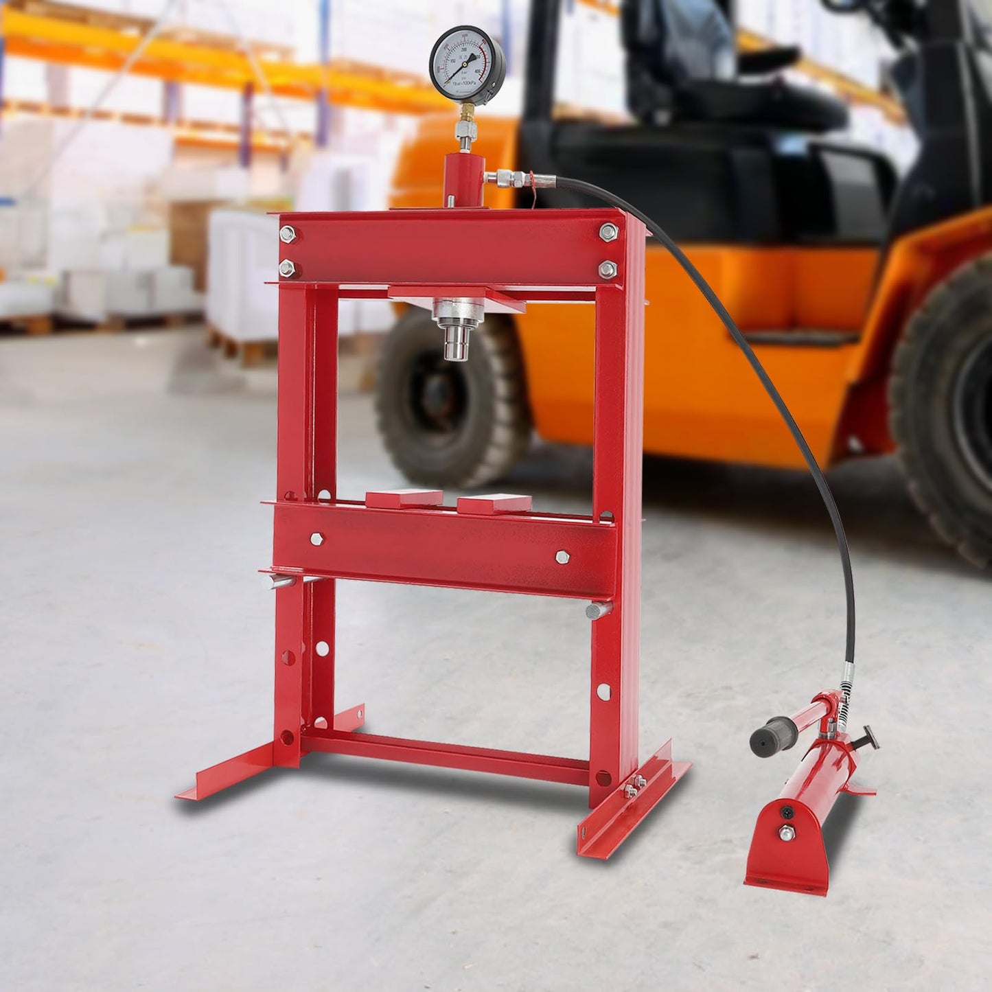 10T Hydraulic Benchtop Press, H-Frame Garage Floor Press, Hydraulic Benchtop Press with Pressure Gauge, Heavy Duty Adjustable Hydraulic Garage Press Machine for Mechanical Workshops, Garages