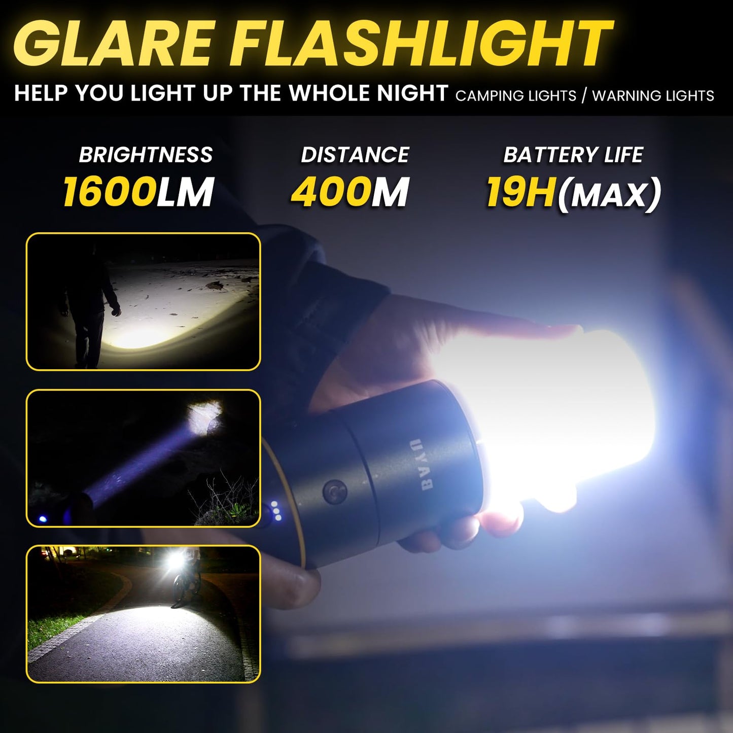 BAYU 6-in-1 Cordless Power Washer Gun Kit with Foam Bottle, Include Vacuum Cleaner 19000KPA, Car Tire Inflator, Power Bank 19200mAh, Flashlight with Lightshade, Cellphone stend (6Pcs)