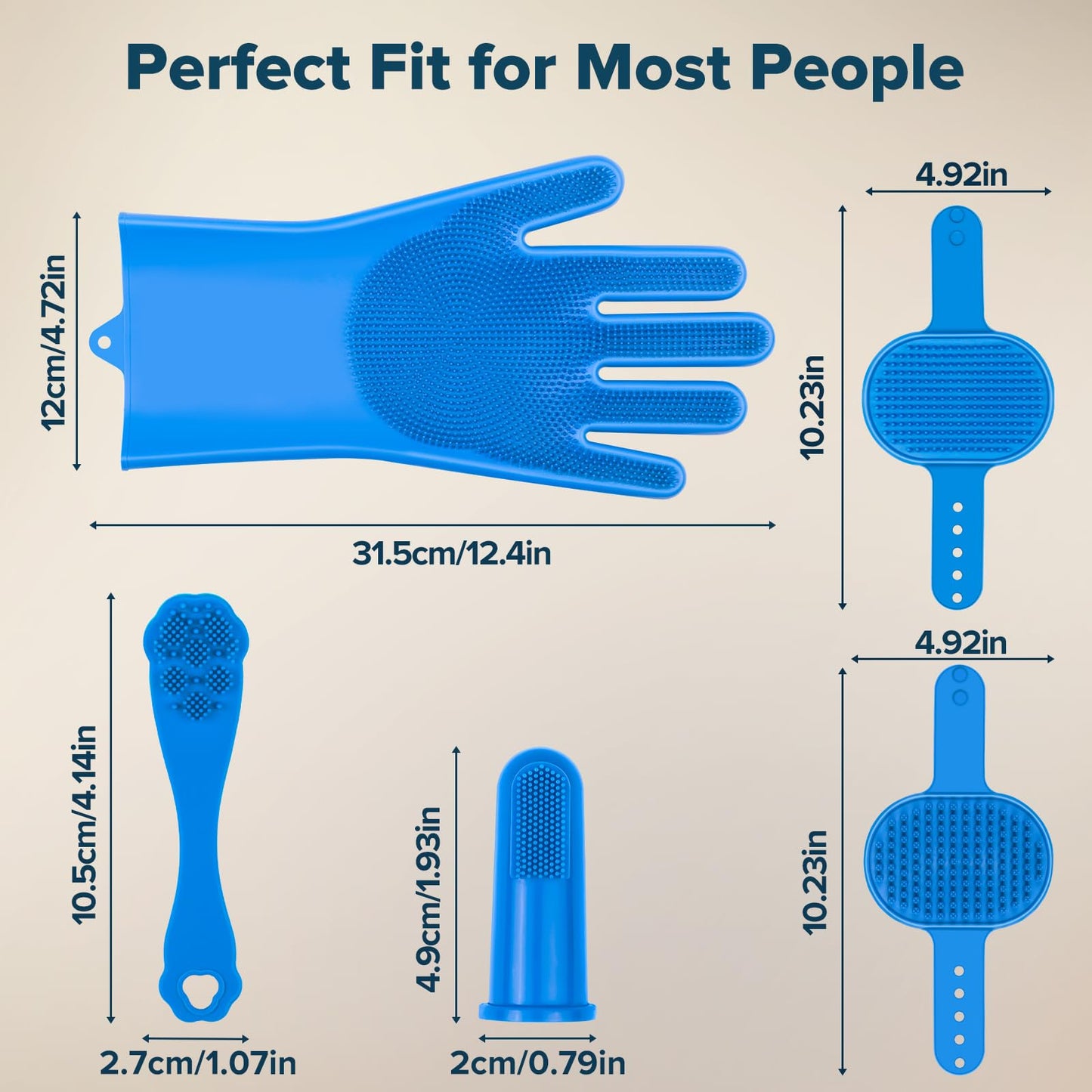 Augwind 6PCS Pet Grooming Kit for Dogs,Cats and Horses | Dog Washing Gloves | Dog Bath Brush | Dog Bath Gloves | Dog Shampoo Brush | Pet Grooming Gloves | Dog Bath Supplies (Navy Blue)