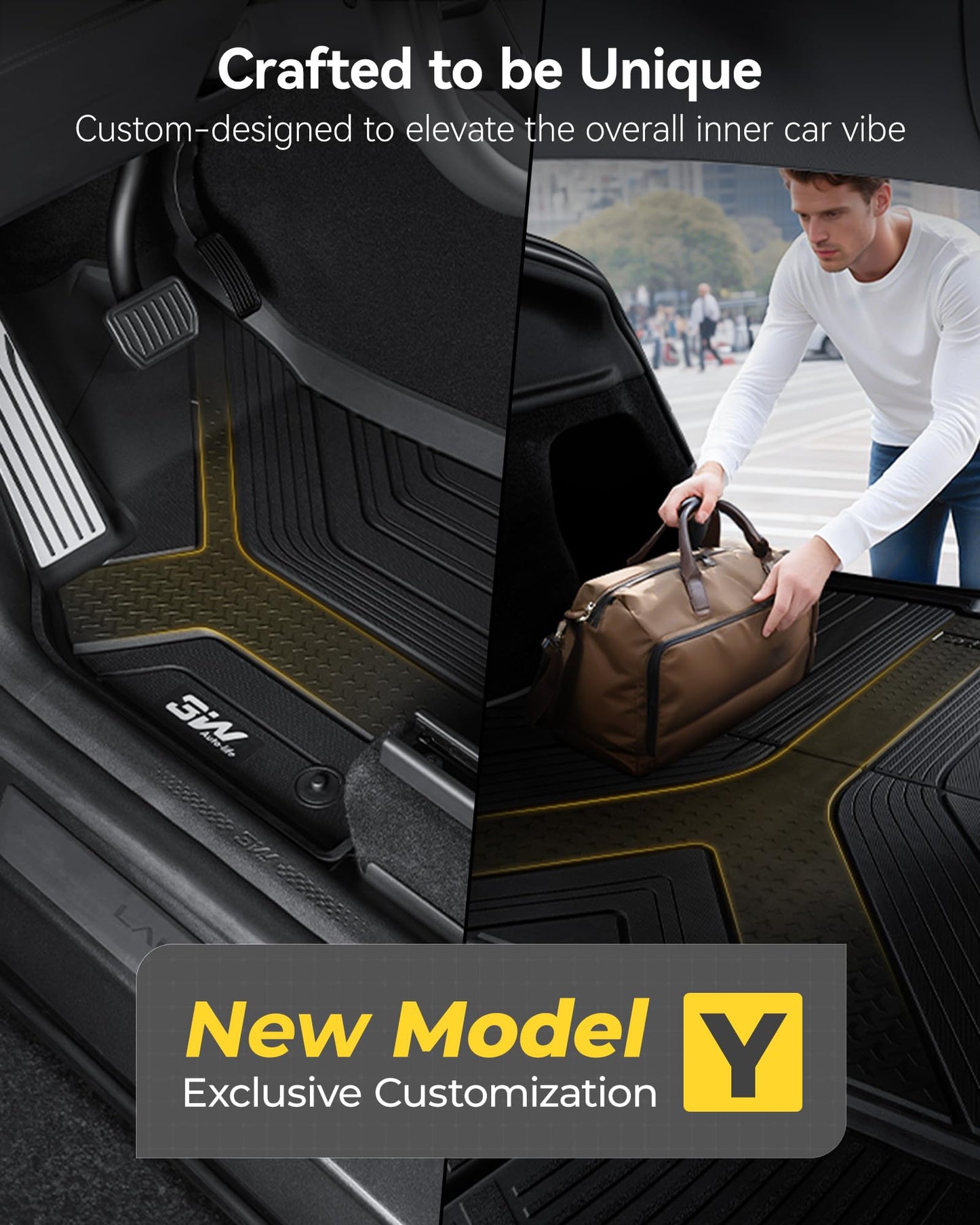 3W Tesla New Model Y Juniper Floor Mats and Cargo Liners, Full Set TPE Floor Liner for 2025 2026 Model Y, Cargo Mats and Seat Back Cover Protector, Car Mats for 2026 Tesla Model Y Juniper Accseeories