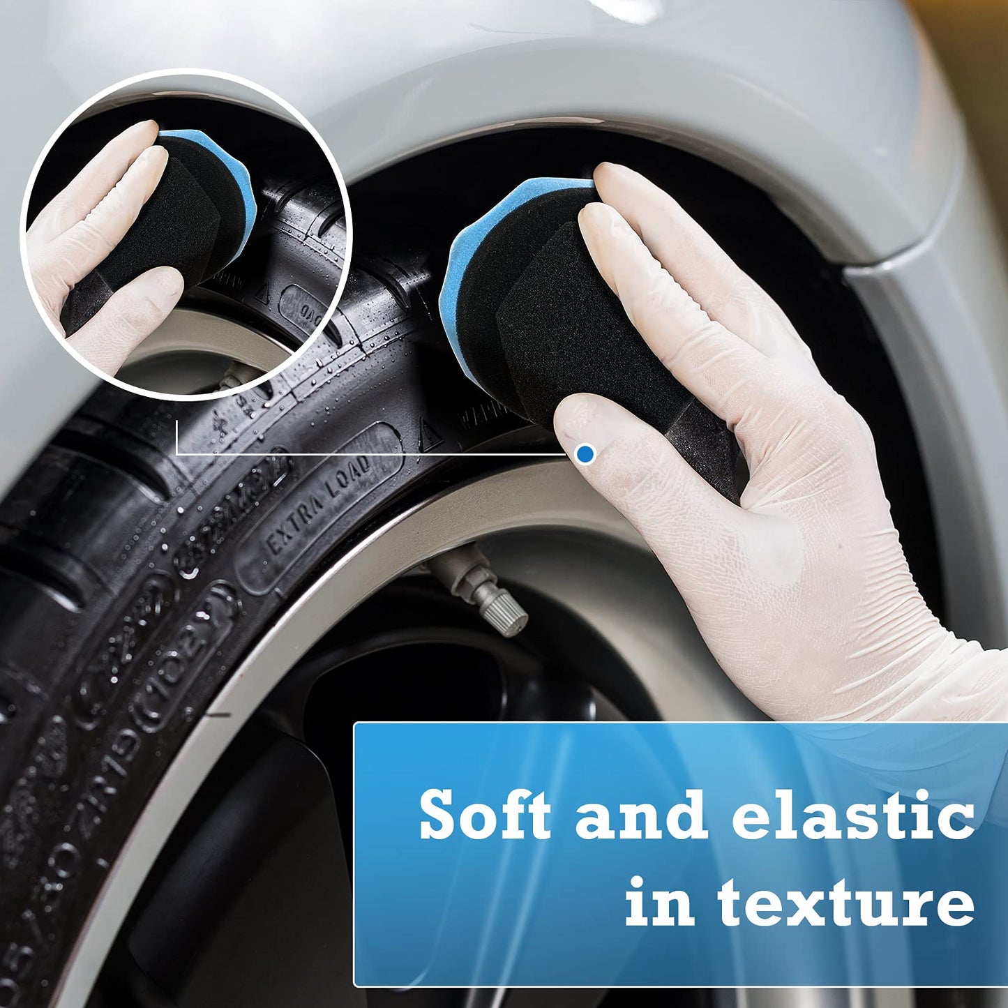 3 Pieces Tire Shine Applicator Pads - Dressing Sponge Foam Gel Wet Car Detailing Reusable Cleaning Supplies (Black, Red, Blue, 3.15 Inch)