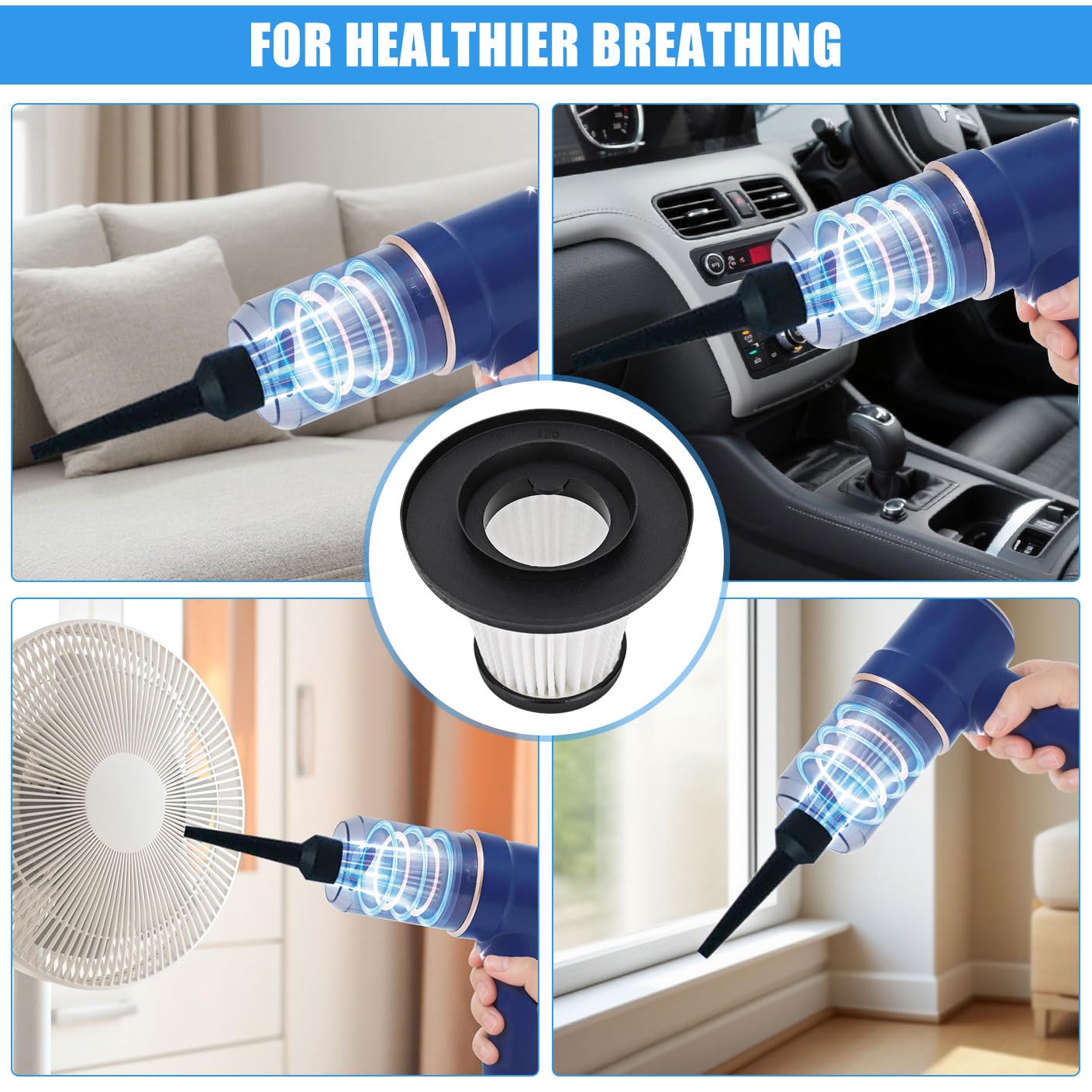4 Pack LT-135 HEPA Filter Replacement: for JONYJ Handheld Car Vacuum Cleaner Compatible with Vizeusvac Car Vacuum Cleaner
