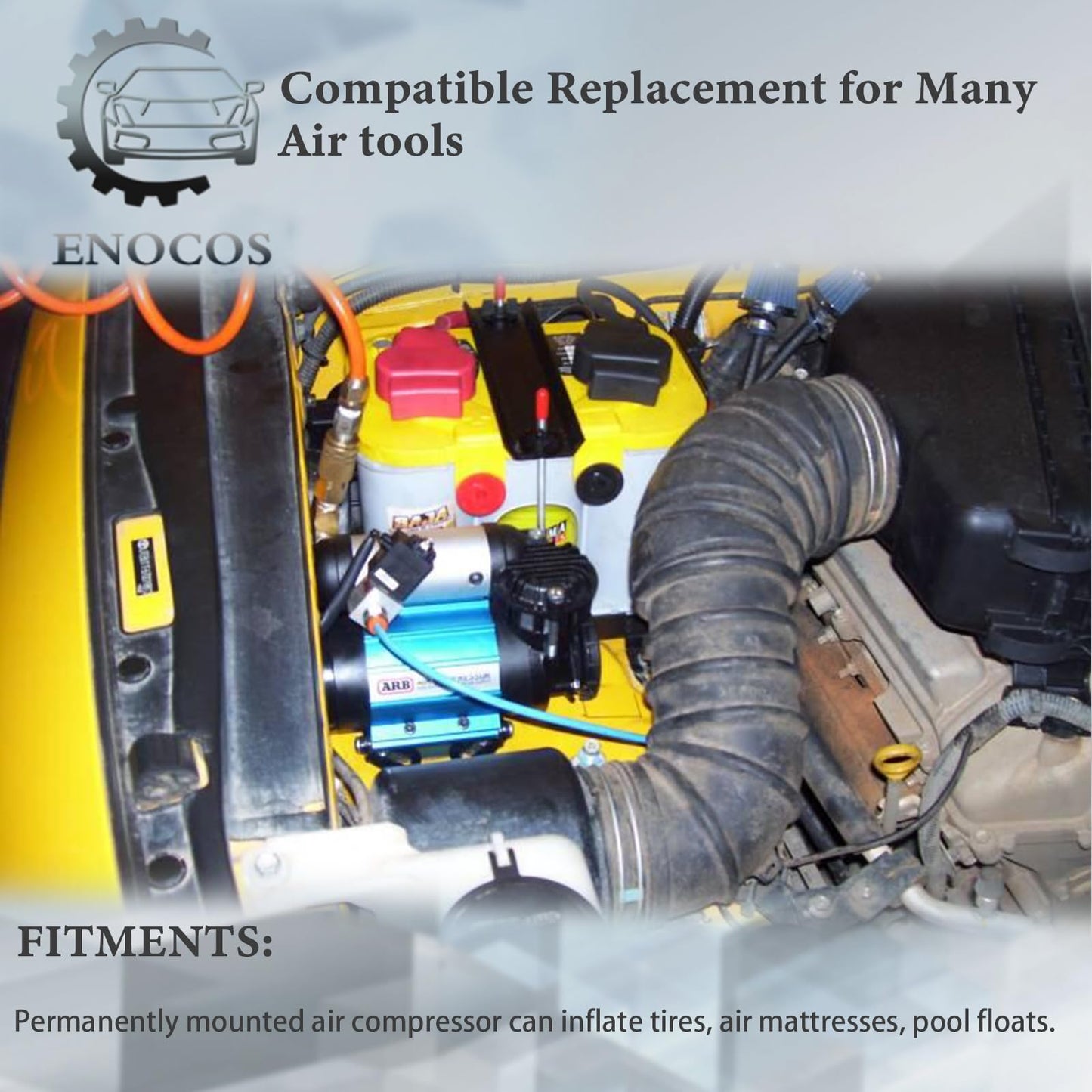 Enocos CKMA12 12V On-Board High Performance Single Air Compressor Fits for Inflating Tires, Air Lockers Locking Differentials, Pneumatic Tools, etc