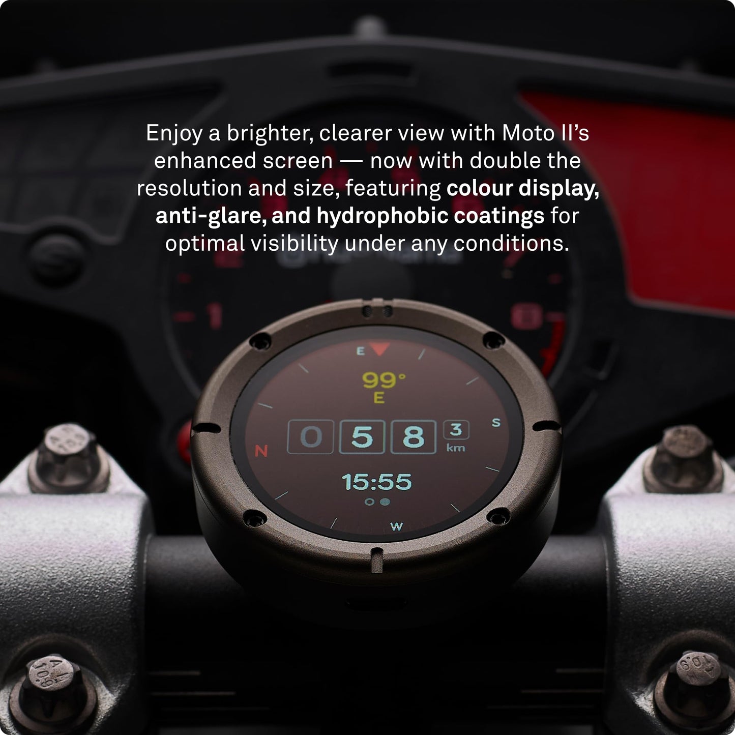 Beeline Moto II - Next Gen Motorcycle GPS Tracker | Compact Design, Waterproof Build, Simple Display & 14-Hour Battery |Glove Friendly Motorcycle Sat Nav Perfect for Adventure & Daily Commutes (Metal)