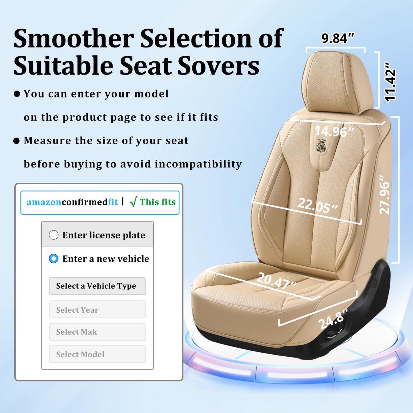 Aupaver Leather Seat Covers Full Set, Waterproof Seat Cover for Cars 5 Seats, Luxury Leatherette Car Seat Cushion, Front and Rear Protectors Automotive Seat Covers for Sedan SUV Pick-up Truck, Beige