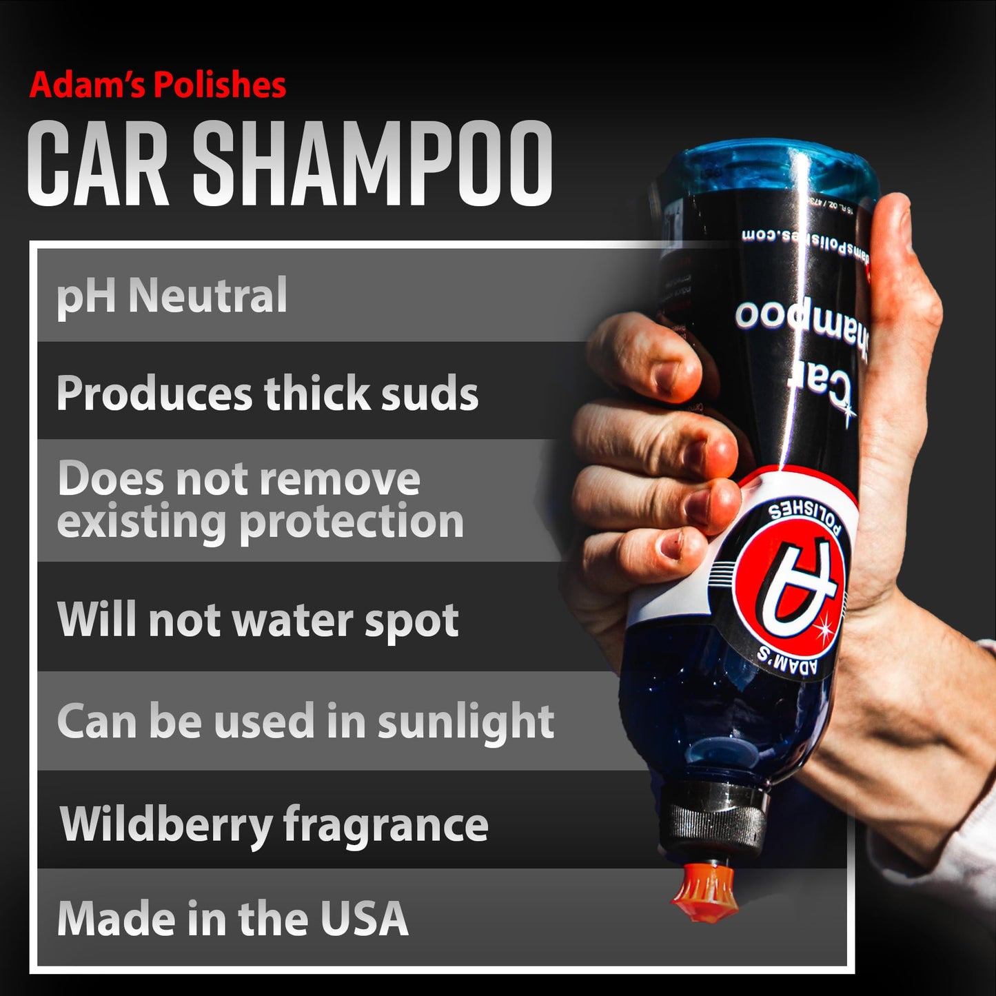 Adam's Car Shampoo (5 Gallon) - pH Best Biodegradable Car Wash Soap for Foam Cannon, Spray Gun or Bucket - High Foam, Scratch-Free Auto Detailing for Cars, Trucks, RVs & Motorcycles