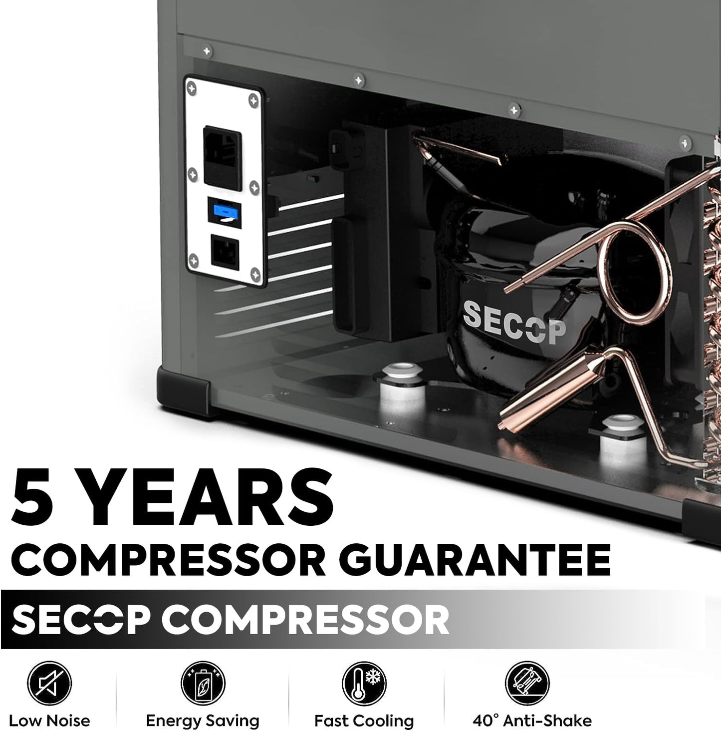 ICECO VL60 Dual Zone Portable Refrigerator with SECOP Compressor, 60 Liters Platinum Compact Refrigerator, DC 12/24V, AC 110-240V, 0℉ to 50℉, Home & Car Use (with Insulated Cover)