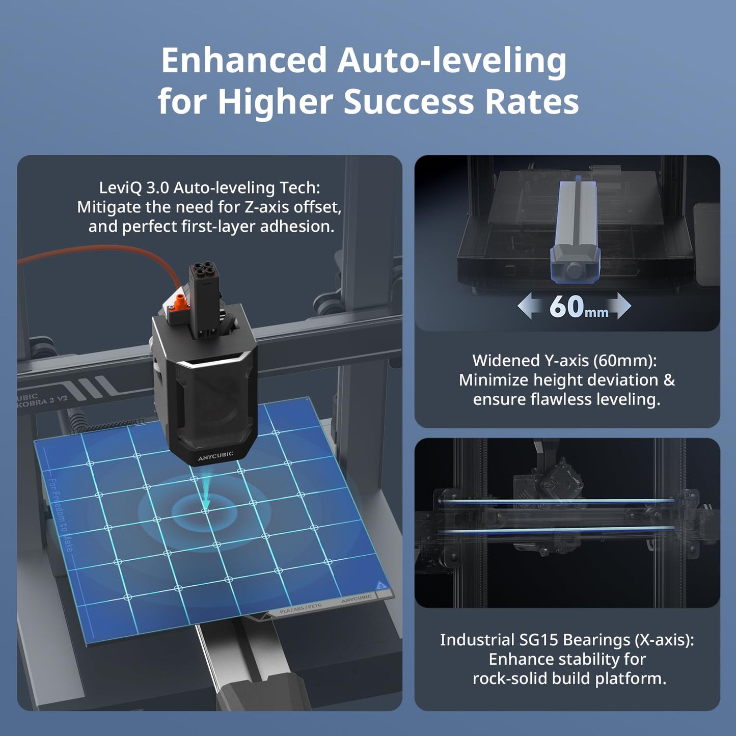 Anycubic Kobra 3 V2 3D Printer Only, Support Multi-Color 3D Printing Need with Additional Anycubic ACE Pro, Max 600mm/s High Speed, Built-in Camera Higher Precision Higher Success Rates 255×255×260mm