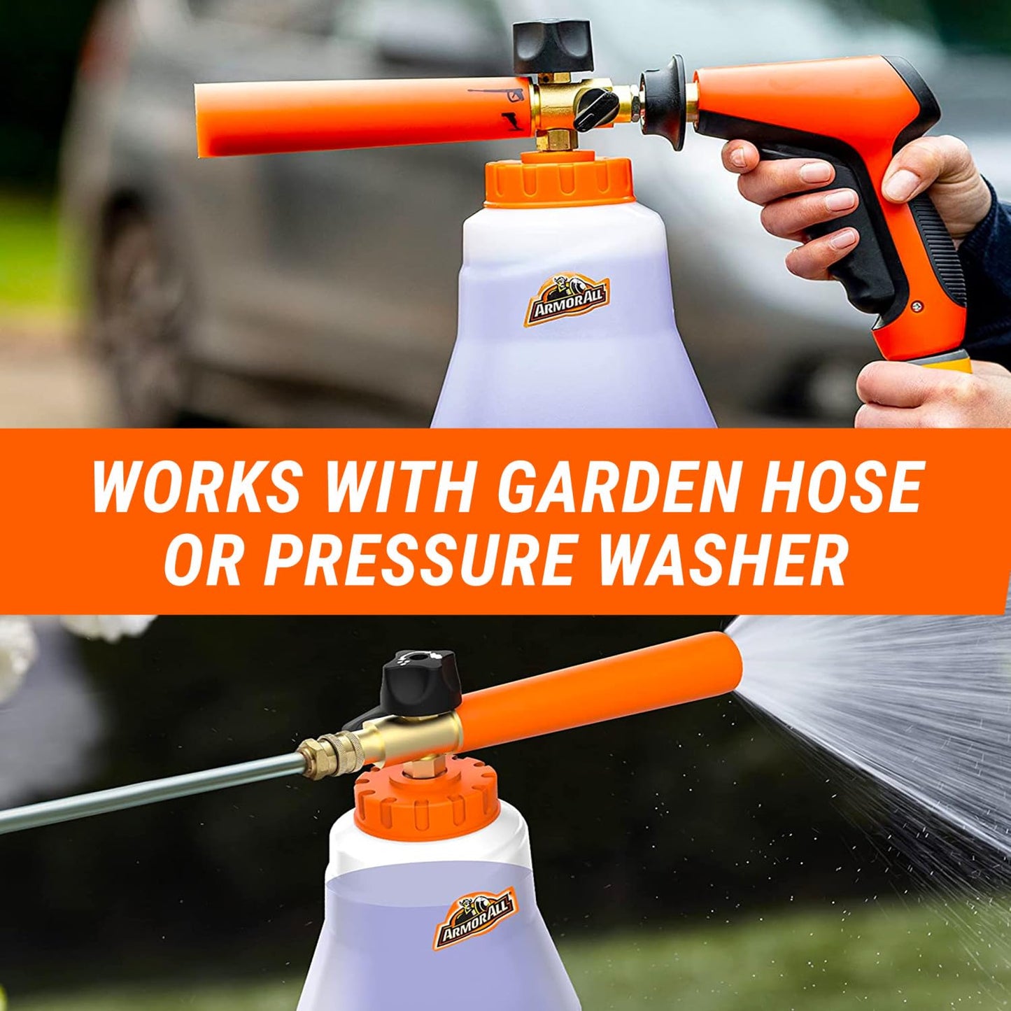 Armor All 2-in-1 Foam Cannon Kit, Car Cleaning Kit Connects to Power Washers and Garden Hoses for Vehicle Cleaning, Includes Foam Cannon, Foam Applicator and Ergonomic Adaptor, 1 count