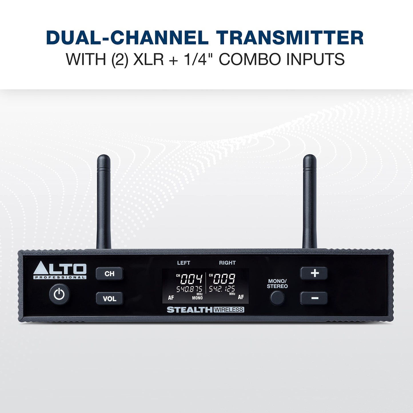 ALTO Stealth Wireless MKII UHF Stereo Wireless Audio System for Active Speakers with Transmitter and 2 Receivers, 2 XLR Ins, Expandable
