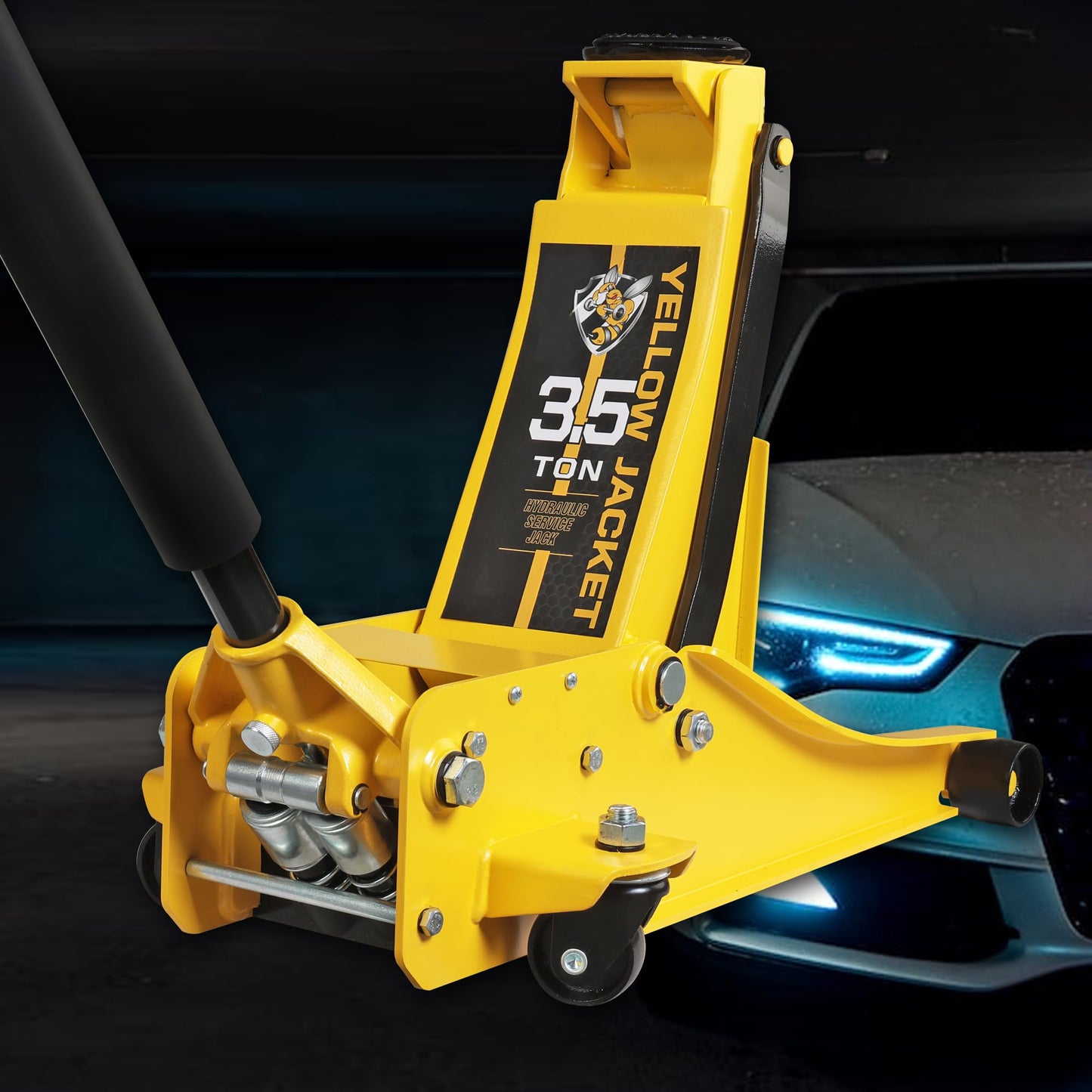 YELLOW JACKET 3.5 Ton Low Profile Floor Jack Quickly Lift Hydraulic Car Jack with Dual Pumps, 7700 lb Capacity