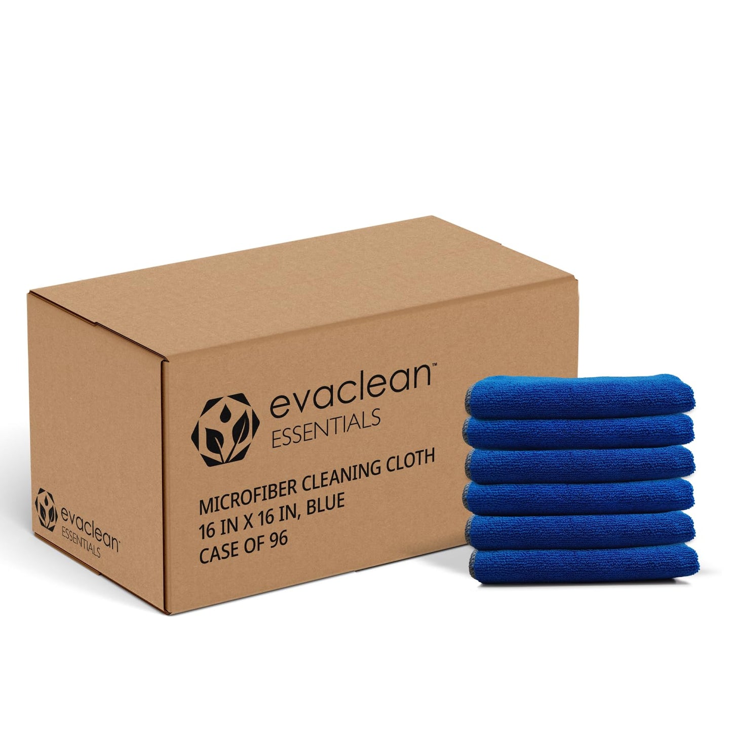 EvaClean Essentials Premium Microfiber Cleaning Cloth 16"x16" - Reusable, Washable, Non-Scratch, Microfiber Towels for Cleaning, Dusting, Polishing, High Absorbency & Durability, Blue, 96-Pack