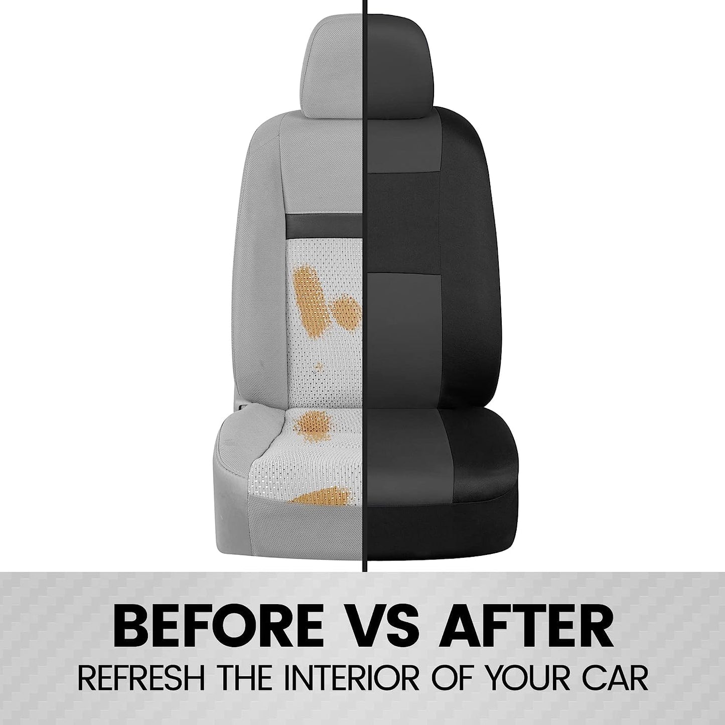 BDK PolyPro 2-Pack Front Car Seat Covers Set in Charcoal/Black - Front Seat Covers for Cars Trucks Vans SUVs Sedans, Easy to Install Front Car Seat Cover Protection, Universal Fit Car Accessories