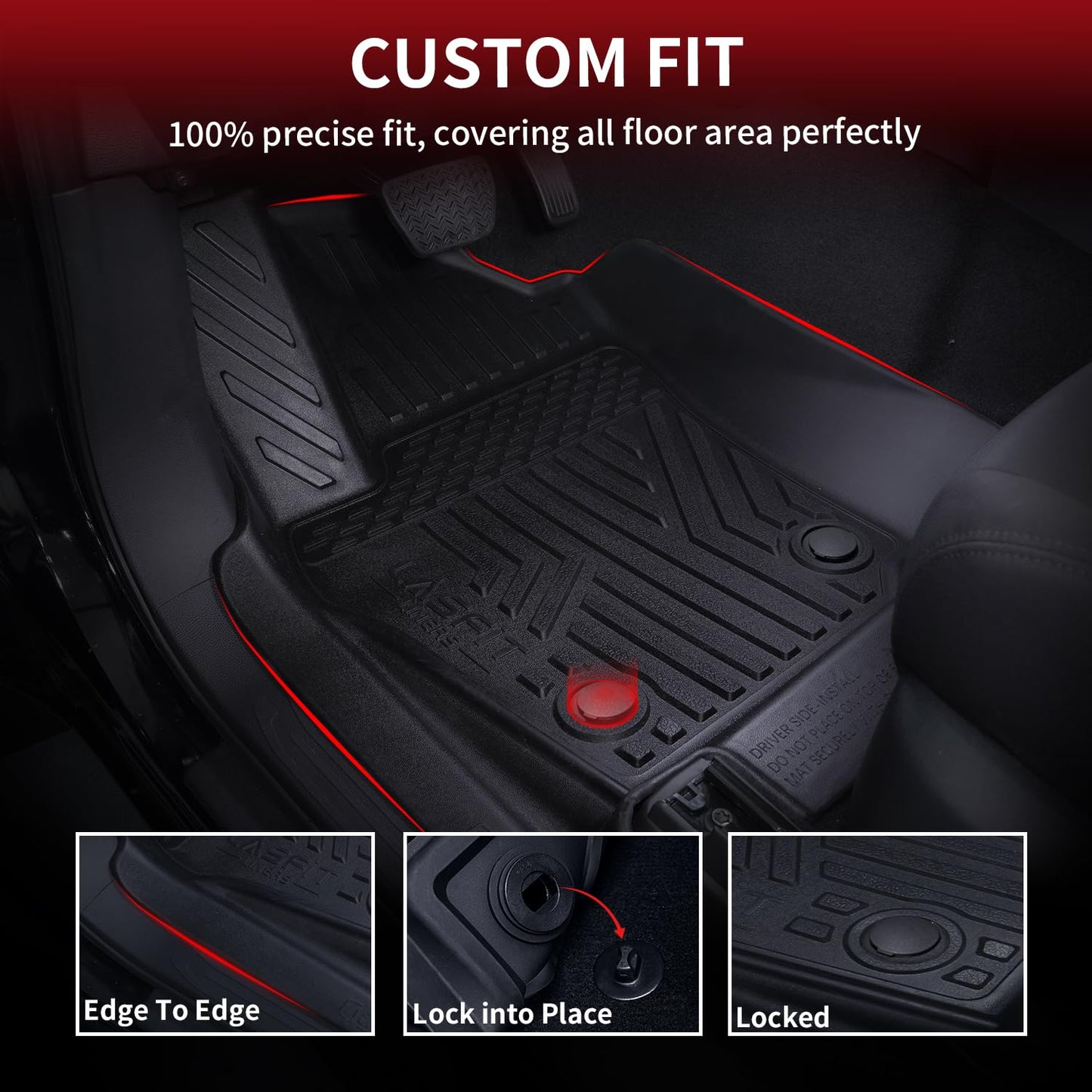 LASFIT Floor Mats for Toyota Tacoma 2024 2025 2026 Double Cab Auto Trans (Not fit Hybrid) All Weather Floor Liner for Tacoma TRD/SR/SR5/limited TPE Custom Fit Car Mats Front&Rear 2 Row Mats