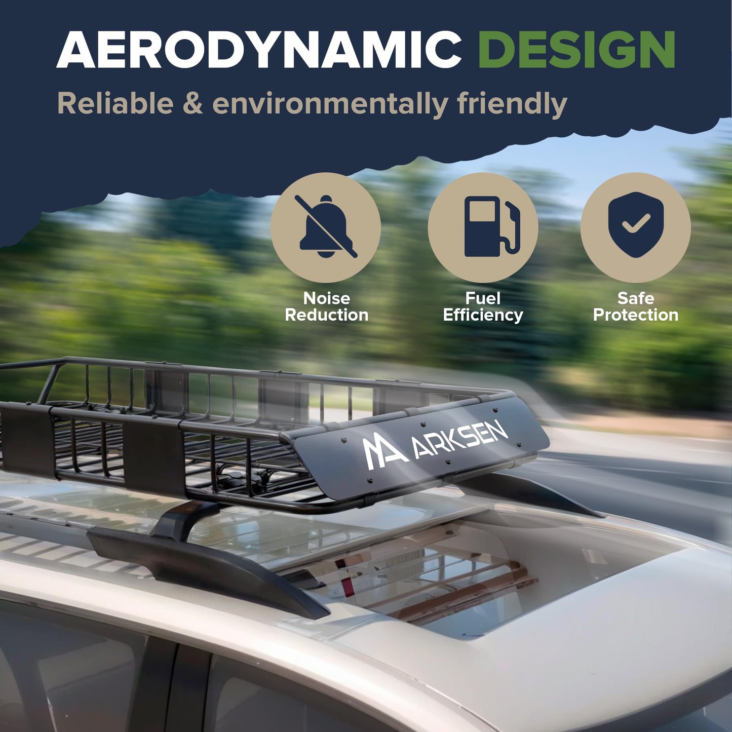 ARKSEN 64 x 34 x 6 Inch Universal Roof Rack with Extension, 600D Waterproof Bag, 2 Ratchet Straps&Net, 150 LBS Capacity Heavy Duty Rooftop Cargo Basket for SUV, Truck, RV, Pickup