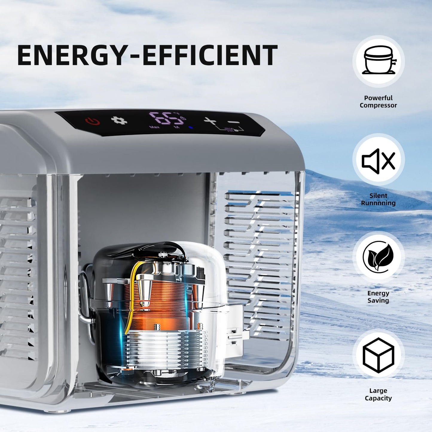 Antarctic Star Car Refrigerator, 12 Volt Car Fridge, 16 QT Portable Freezer Compressor Electric Cooler For Car, Control Panel with Lock, -4℉-68℉ 12V DC & 100V AC for Car/RV/Camping/Travel
