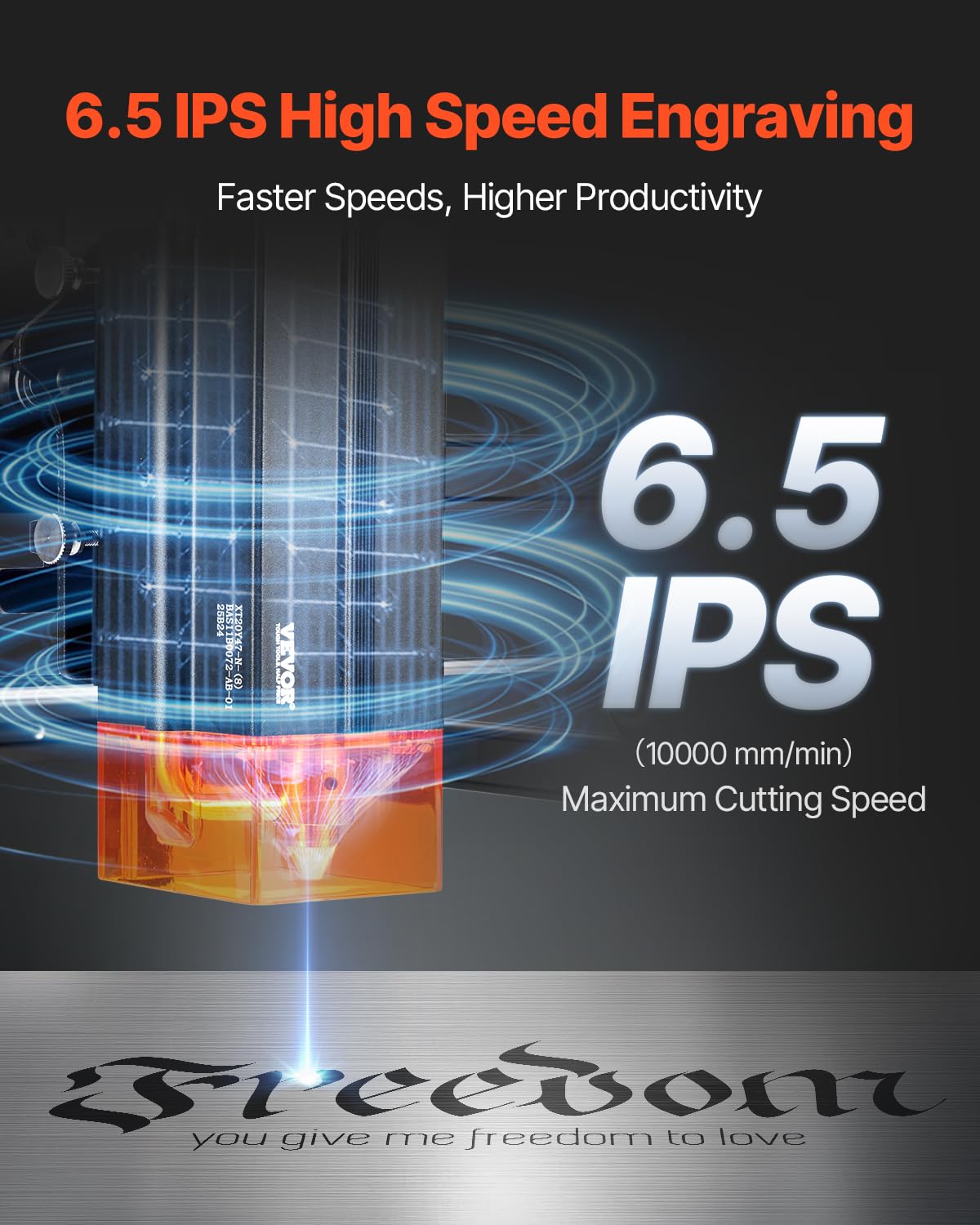 VEVOR 10W Output, Laser Engraving Cutter Machine, 14.9 x 15.7 in/38 x 40 cm Working Area, 10000 mm/min Movement Speed, Compressed Spot with Eye Protection, for Wood, Certain Metal, Black