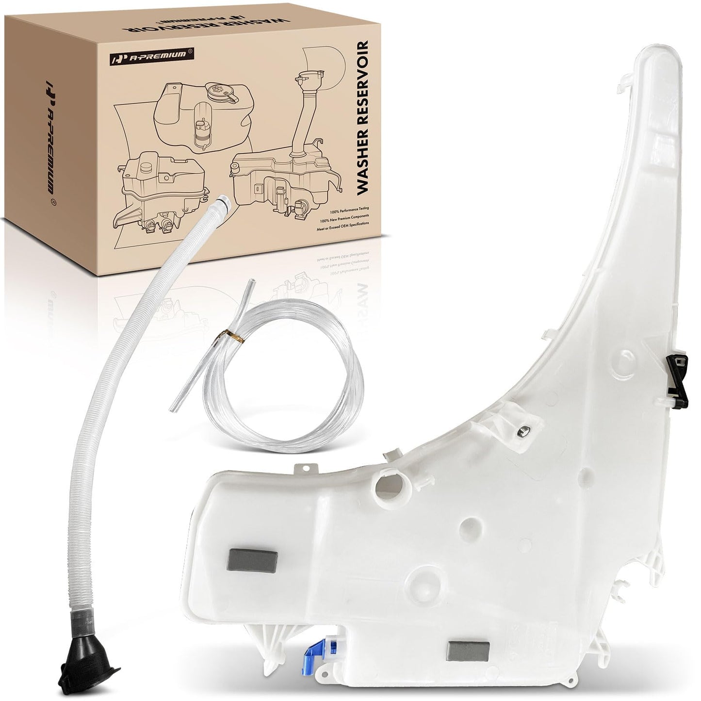 A-Premium Windshield Washer Reservoir Tank Assembly Compatible with BMW 128i, 135i, 135is, 323i, 325i, 325xi, 328i xDrive, 328xi, 330i, 335i xDrive, M3 - with Cap & Washer Pump & Fluid Level Sensor
